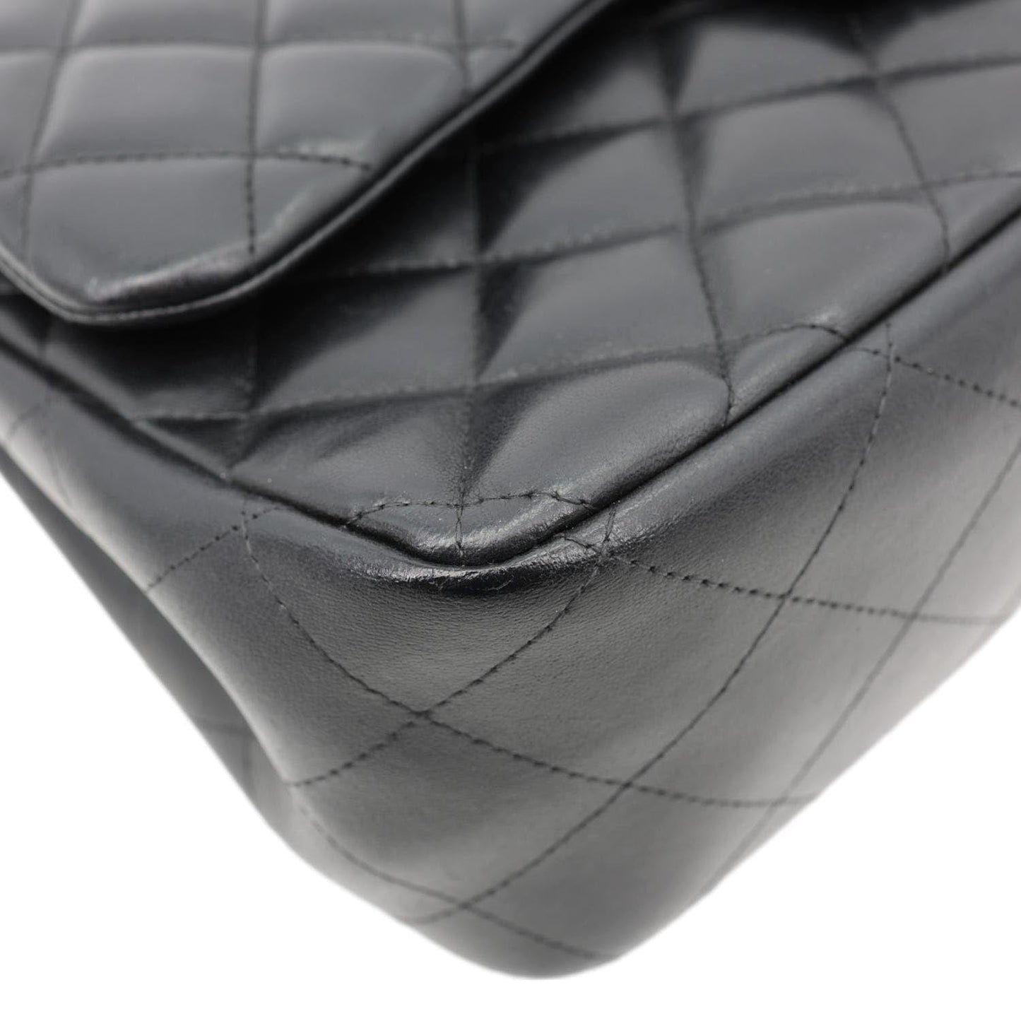 CHANEL Classic Double Flap Leather Shoulder Bag Black