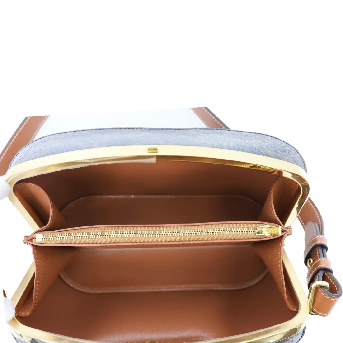 CELINE Lunch Box Triomphe Canvas Shoulder Bag Brown
