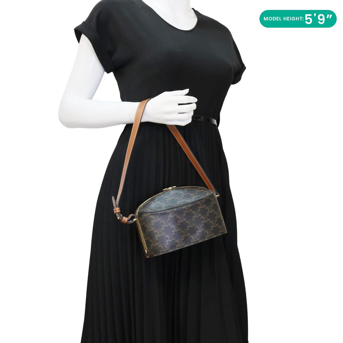 CELINE Lunch Box Triomphe Canvas Shoulder Bag Brown