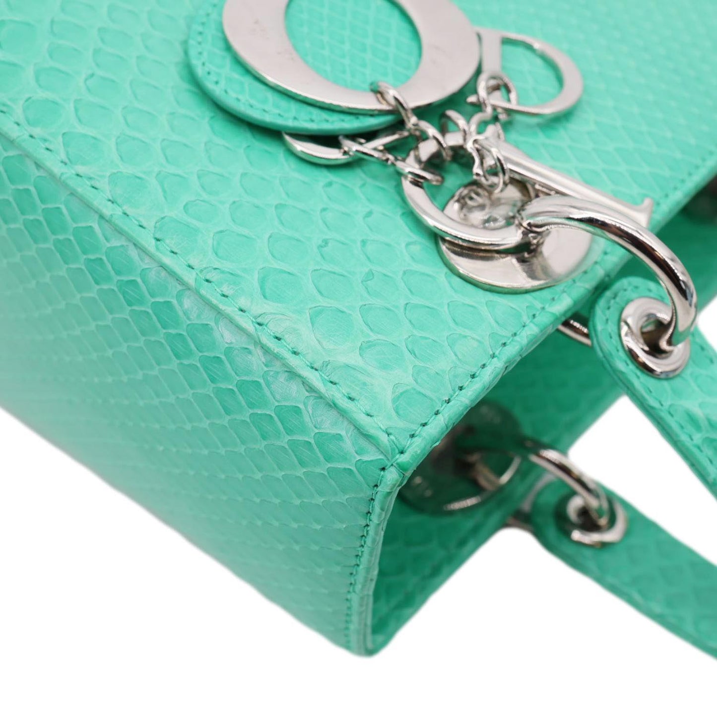 CHRISTIAN DIOR Lady Medium Dior Python Leather Shoulder Bag Green