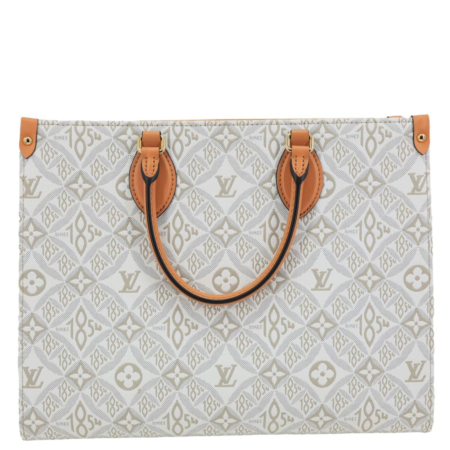 LOUIS VUITTON Since 1854 Onthego MM Jacquard Shoulder Bag Off White
