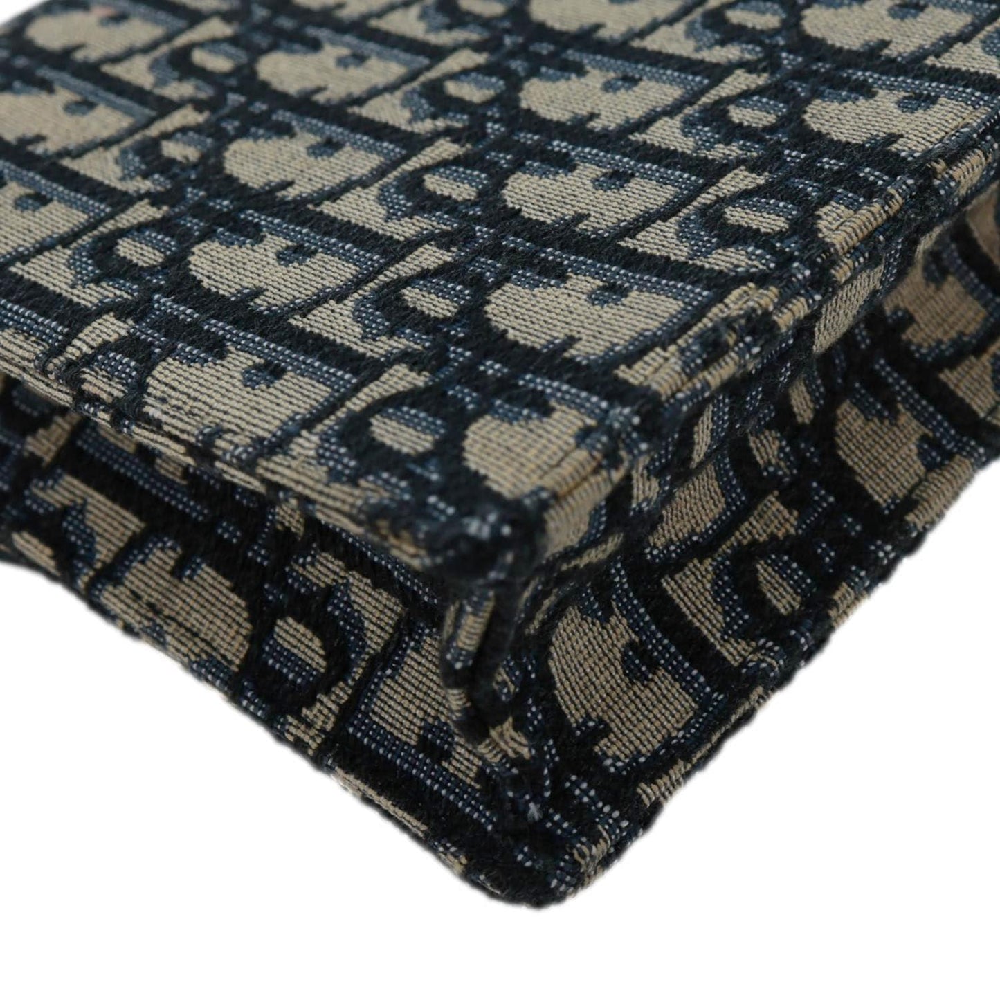 CHRISTIAN DIOR Saddle Oblique Jacquard Pouch Wallet On Chain Navy Blue