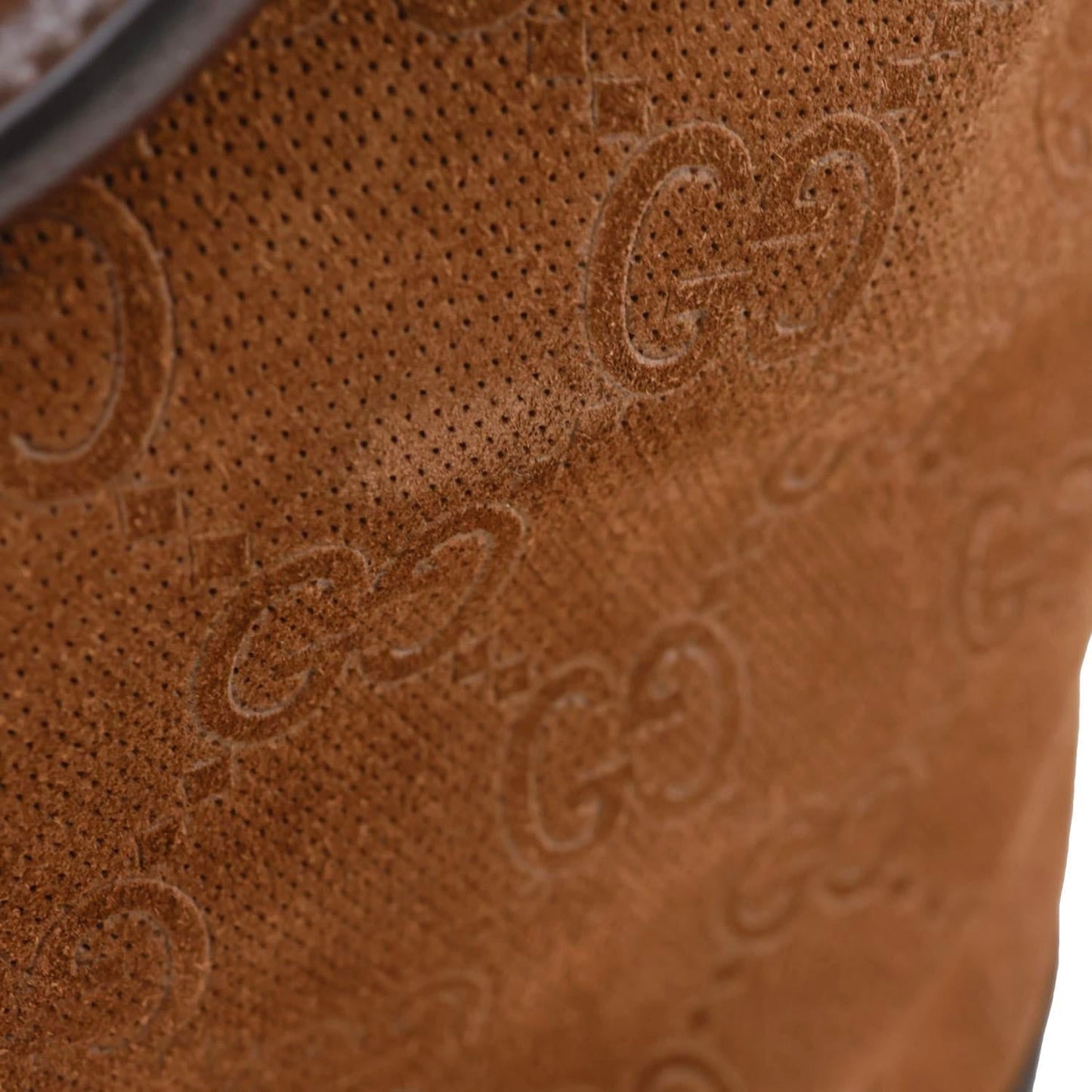 GUCCI Savoy Jumbo GG Suede Textured Leather Tote Bag Brown 760227