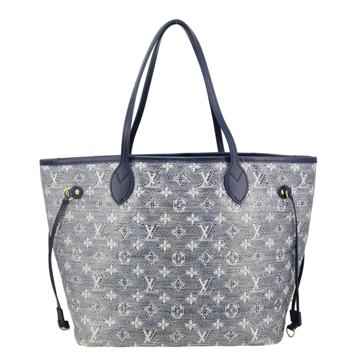 LOUIS VUITTON Neverfull MM Monoglam Jacquard Tote Bag Navy Blue