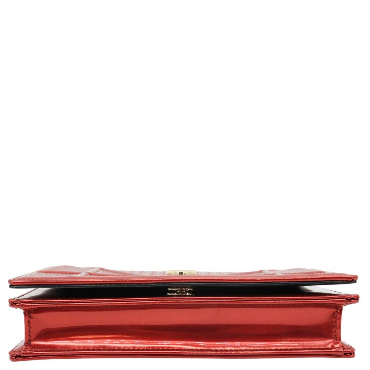 CHRISTIAN DIOR Diorama Flap Micro-Cannage Patent Leather Crossbody Bag Red