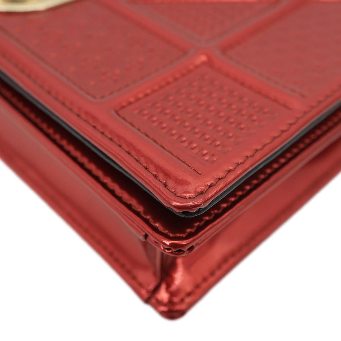 CHRISTIAN DIOR Diorama Flap Micro-Cannage Patent Leather Crossbody Bag Red