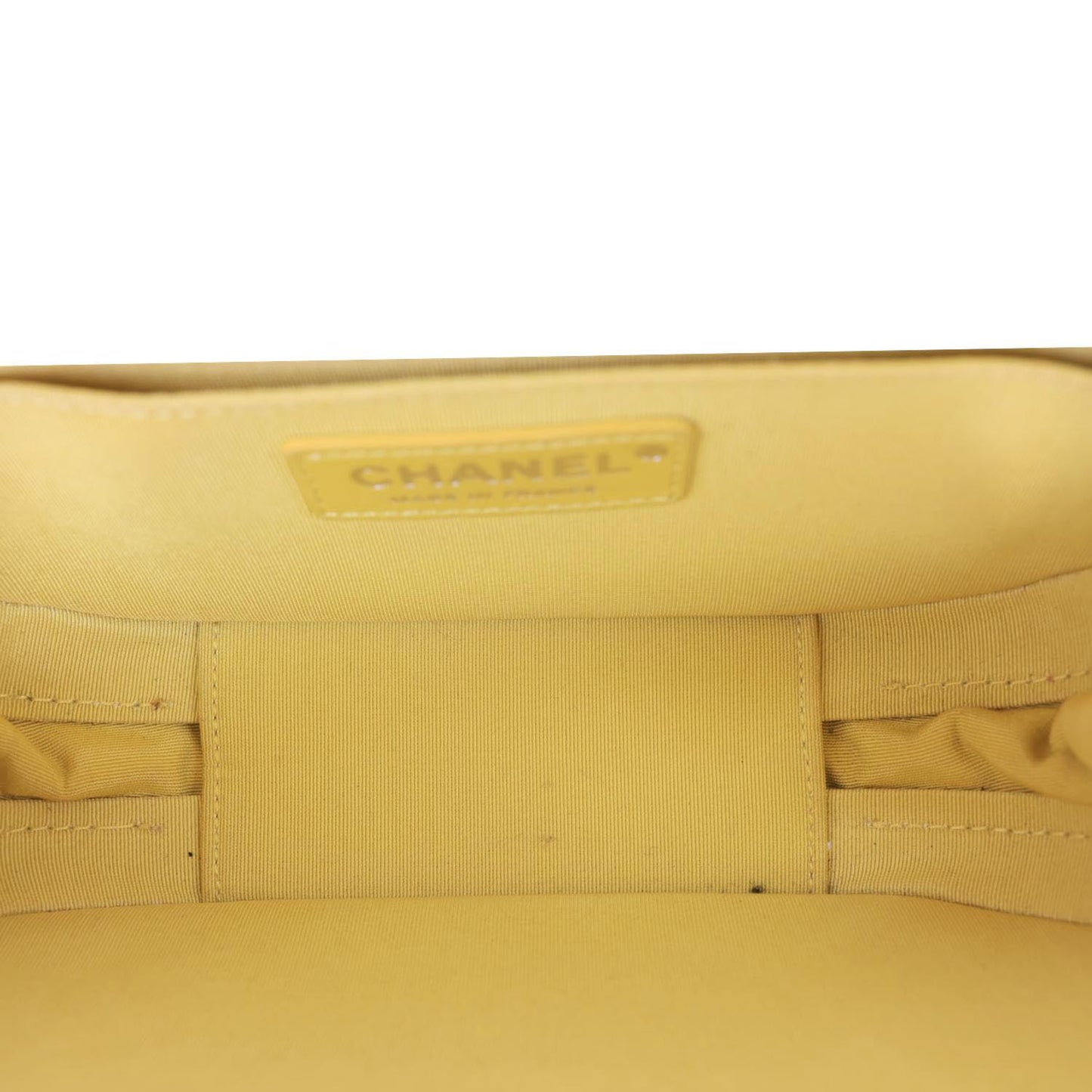 CHANEL Vanity Case Quilted Calfskin Crumpled Leather Crossbody Bag Yellow