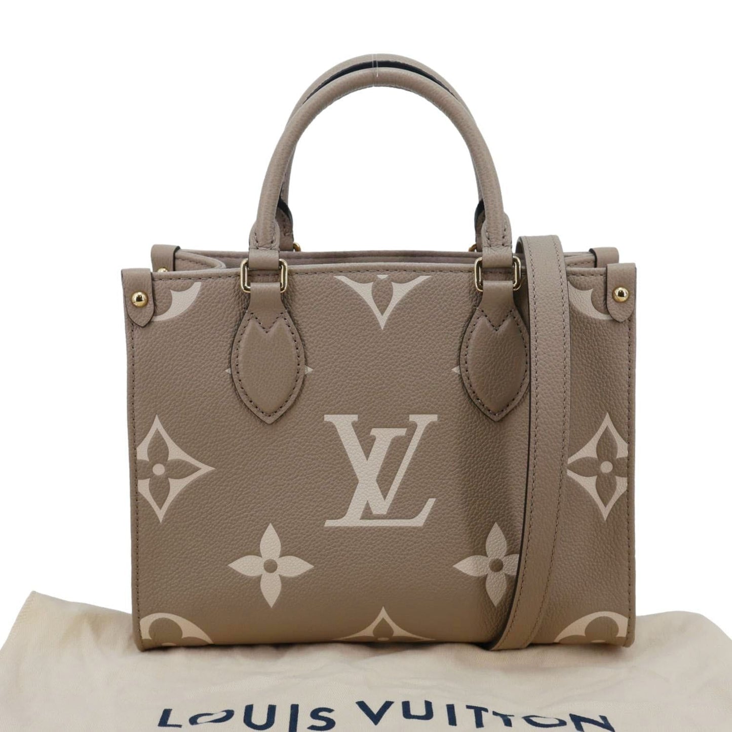 LOUIS VUITTON Onthego PM Bicolor Monogram Empreinte Crossbody Bag Cream