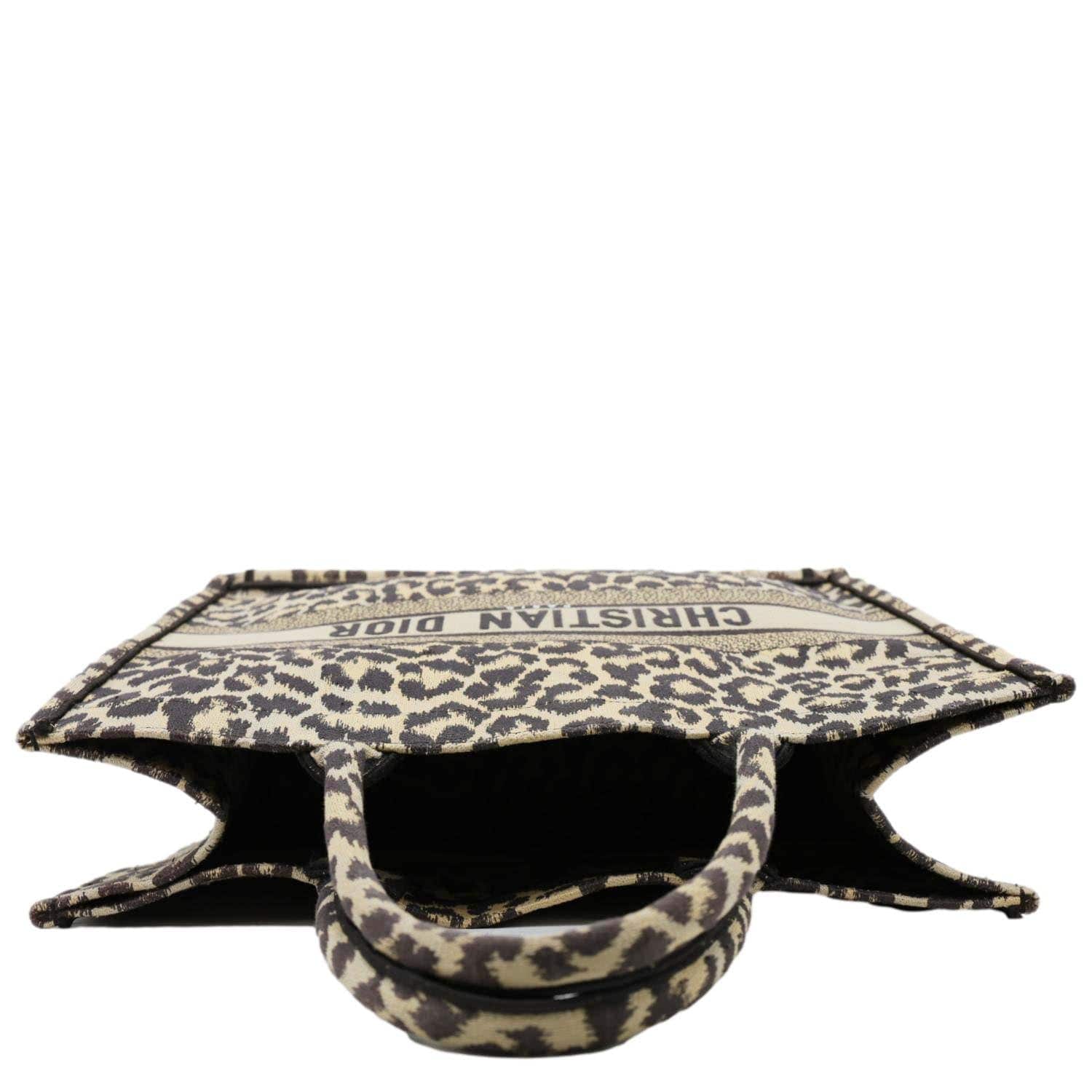 CHRISTIAN DIOR Book Large Leopard Mizza Embroidered Tote Bag Beige