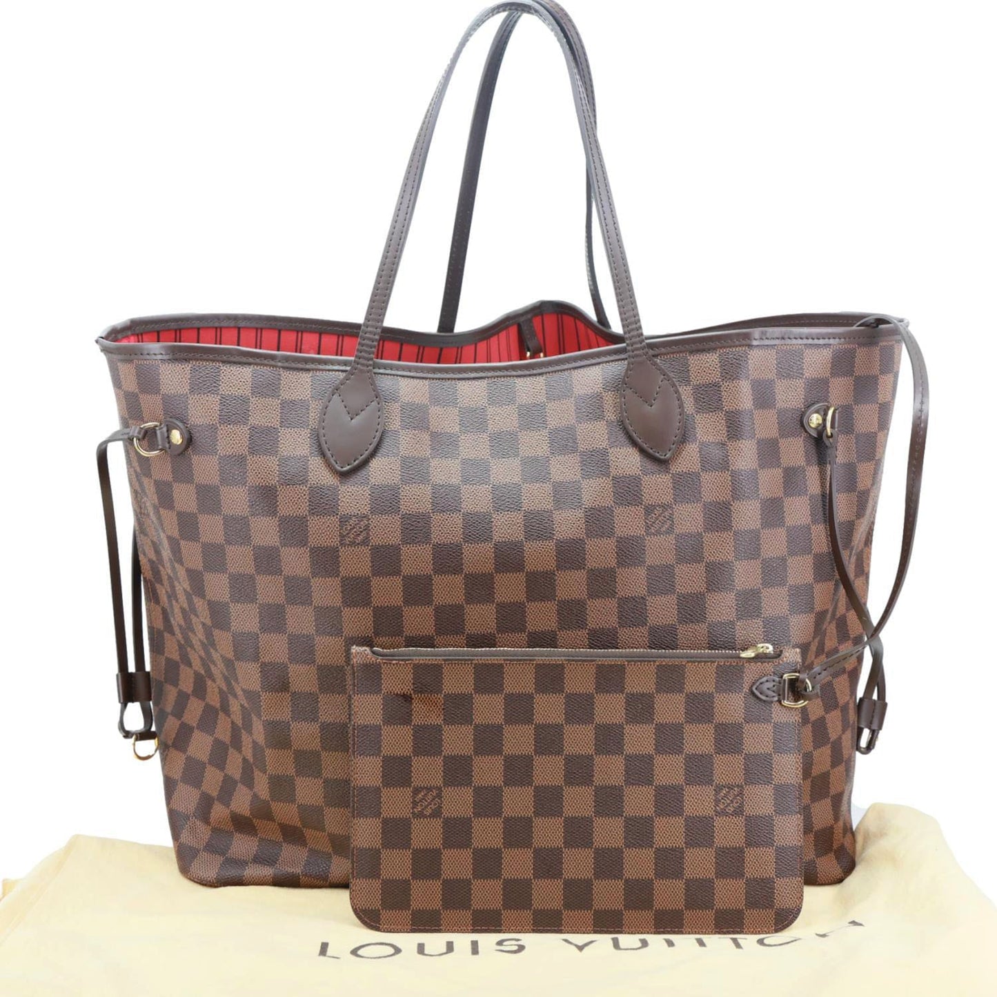 LOUIS VUITTON Neverfull GM Damier Ebene Tote Bag Brown