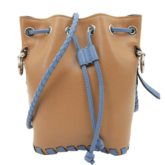 FENDI Mon Tresor Mini Leather Drawstring Bucket Bag Brown