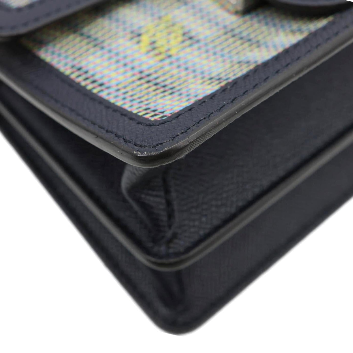 LOUIS VUITTON Dauphine Mini Damier Monogram LV Pop Crossbody Bag Navy Blue