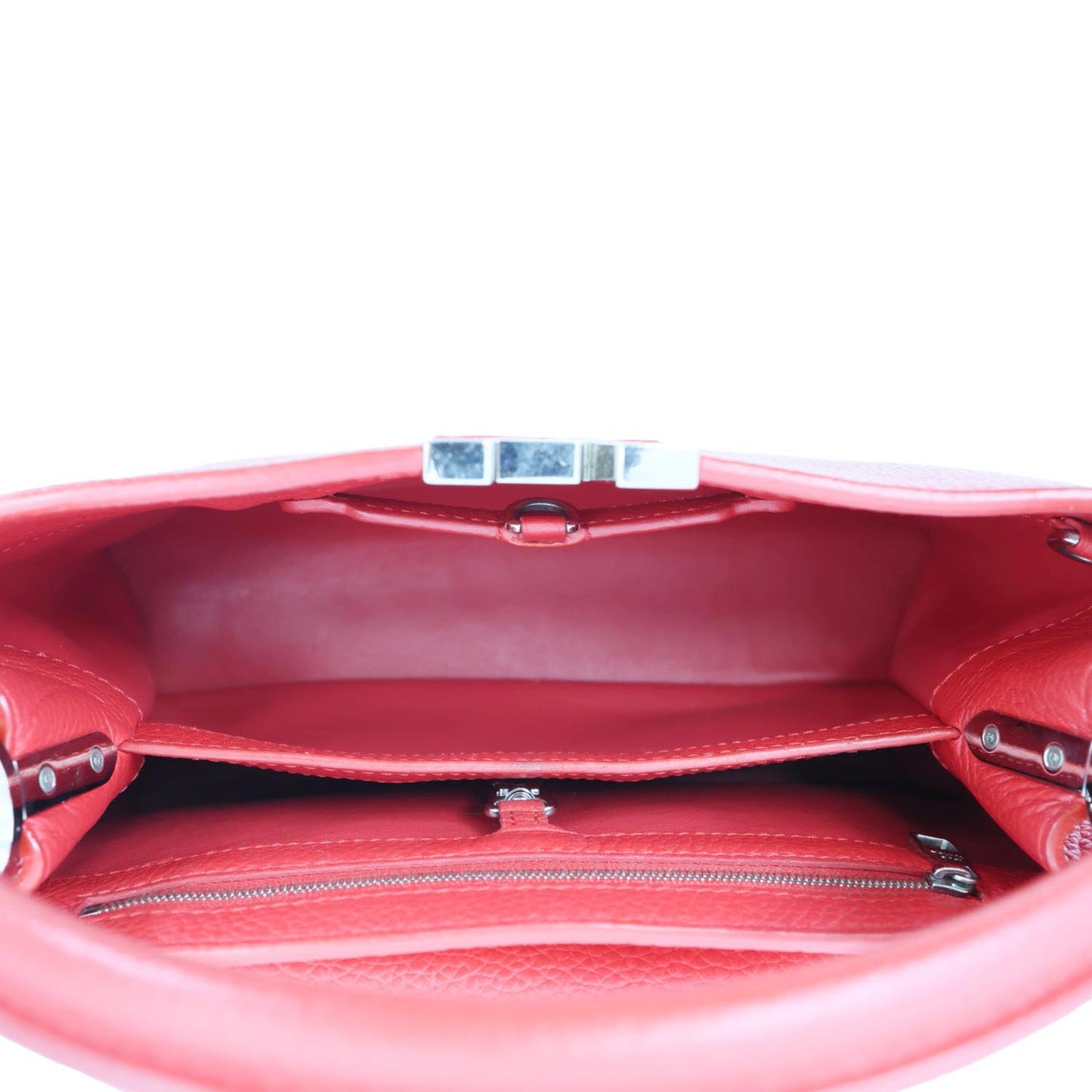 LOUIS VUITTON Capucines MM Taurillon Leather Satchel Bag Red