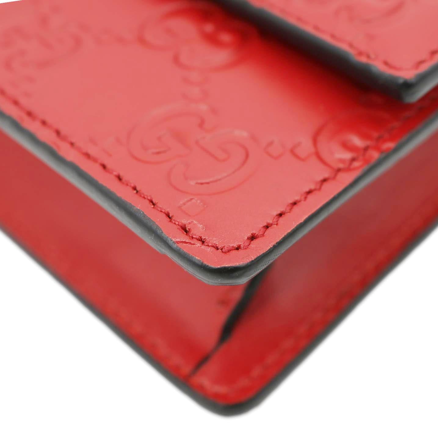 GUCCI Cherry Mini GG Leather Chain Wallet Crossbody Bag Red 481291