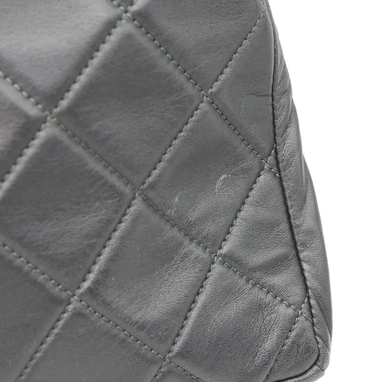 CHANEL Girl Quilted Lambskin Leather Crossbody Bag Grey