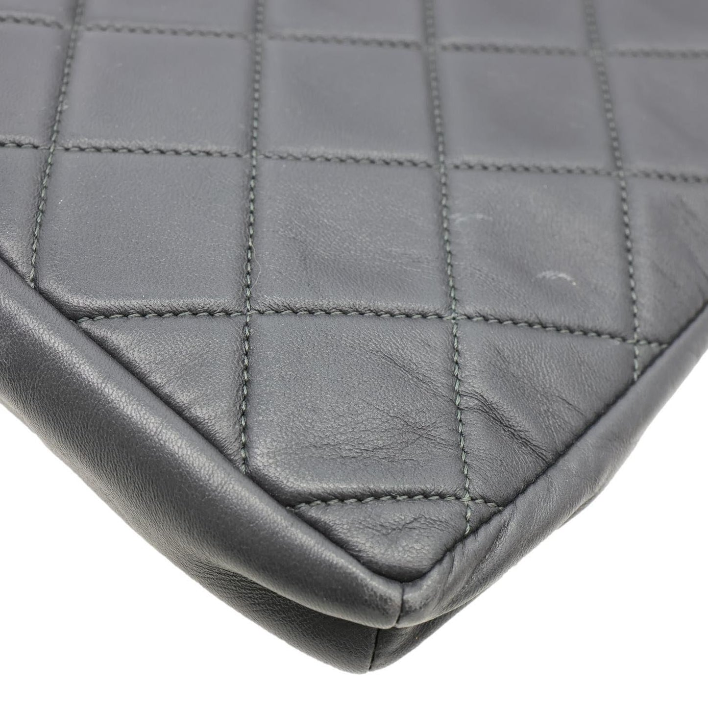 CHANEL Girl Quilted Lambskin Leather Crossbody Bag Grey