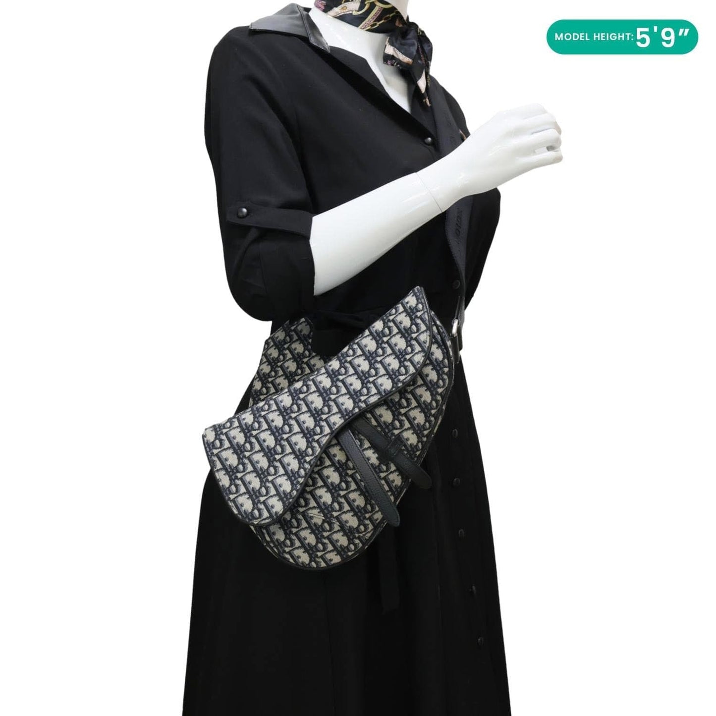 CHRISTIAN DIOR Saddle Oblique Jacquard Crossbody Bag Grey