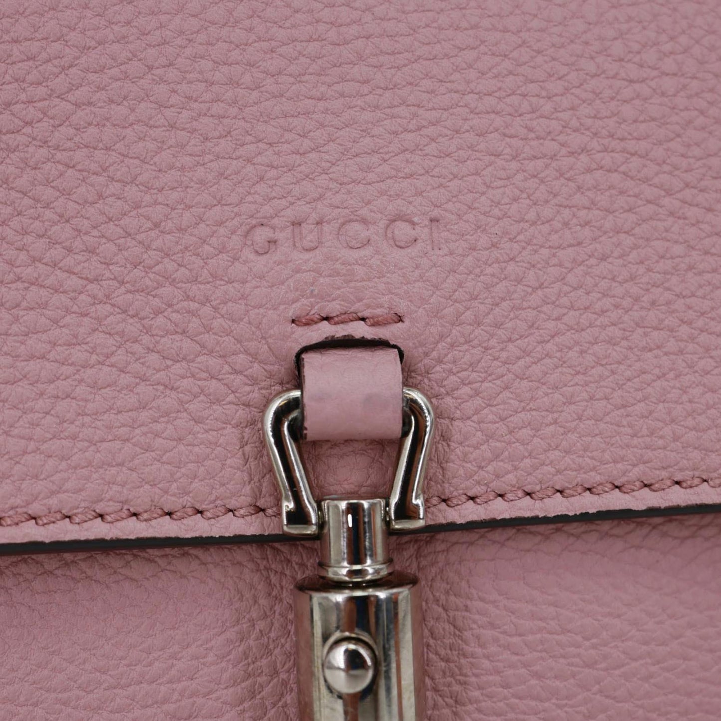 GUCCI Soft Jackie Flap Pebbled Leather Crossbody Bag Pink 364435