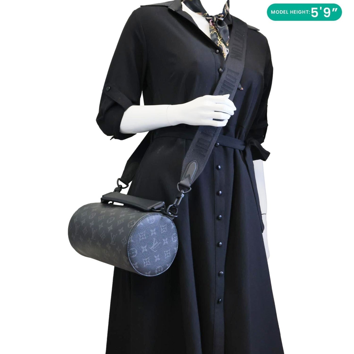 LOUIS VUITTON Polochon PM Soft Monogram Eclipse Canvas Crossbody Bag Black