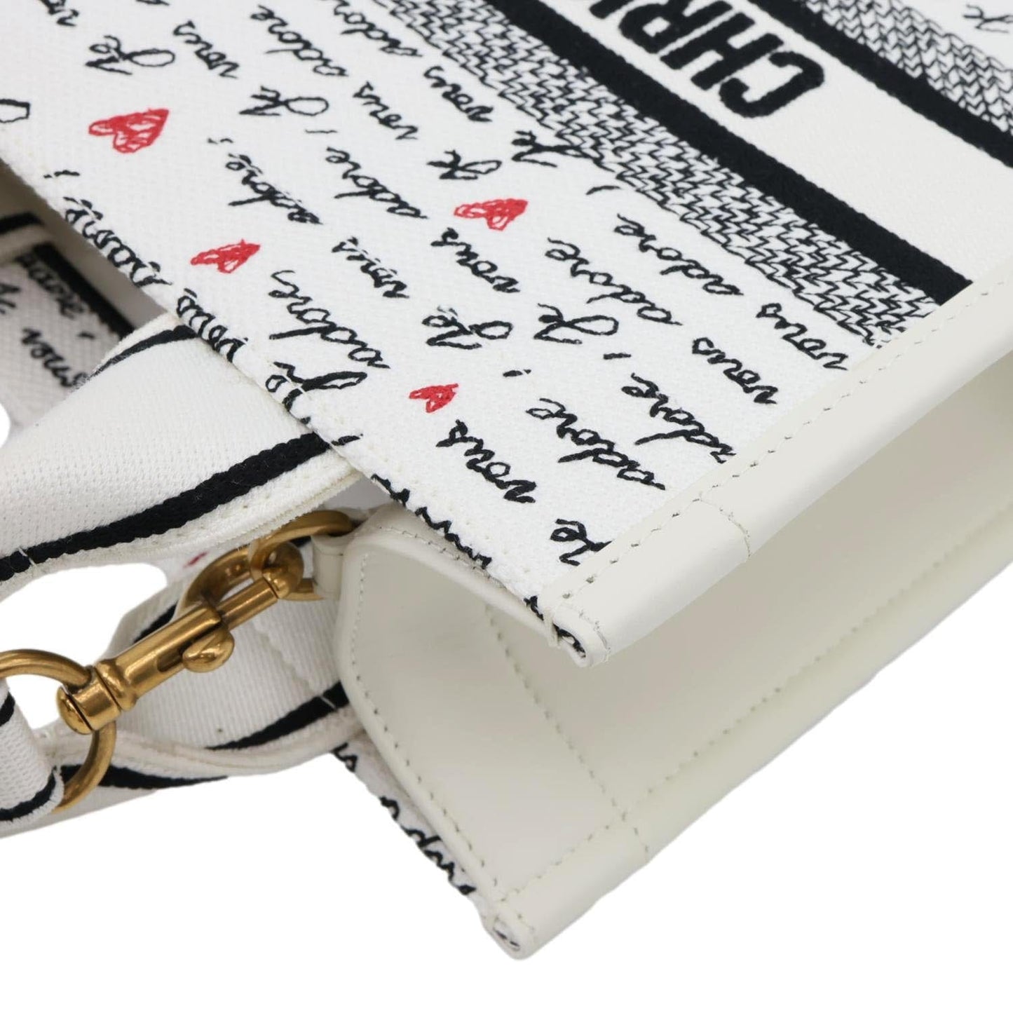 CHRISTIAN DIOR Book Small Dioramour Je Vous Adore Embroidered Canvas Tote Bag White