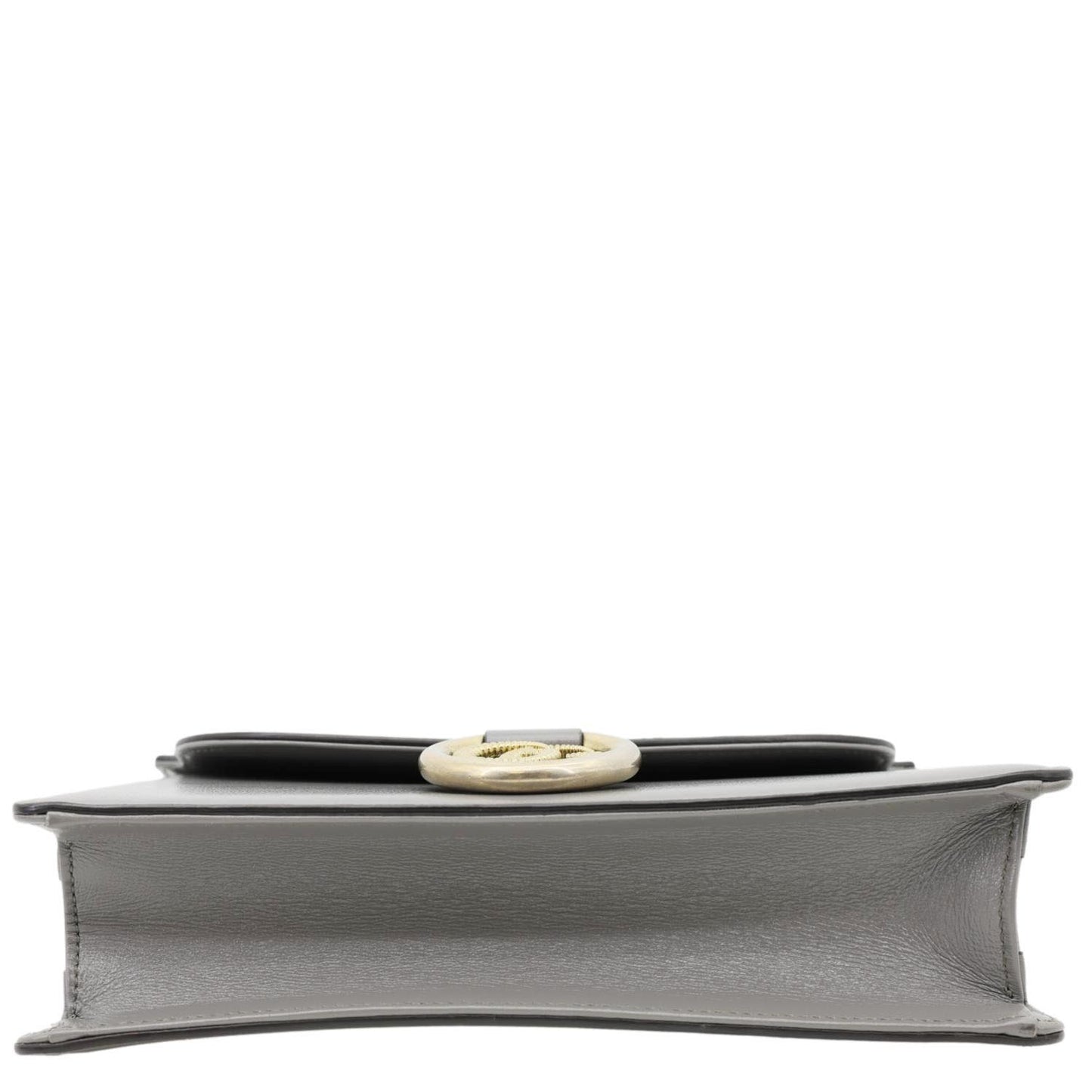 GUCCI GG Ring Leather Shoulder Bag Light Grey 589474
