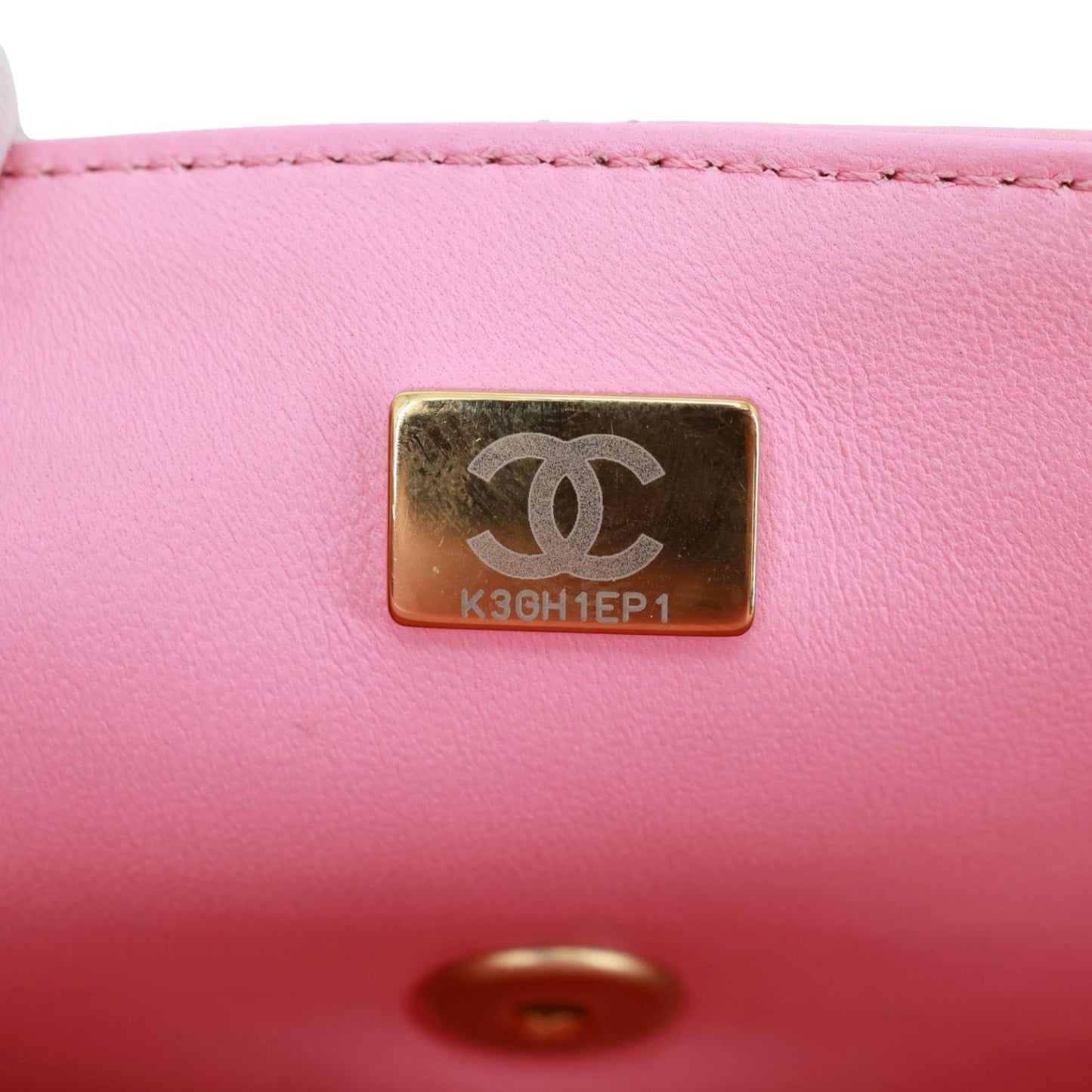 CHANEL Top Handle WOC Quilted Lambskin Leather Wallet On Chain Shoulder Bag Pink
