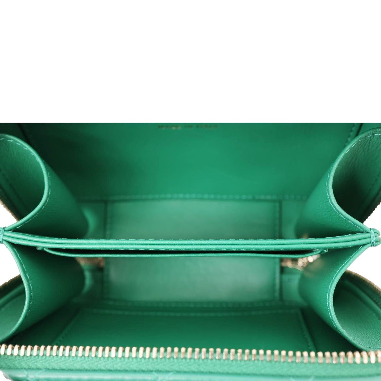 CHANEL Tea Afternoon Quilted Leather Chain Top Handle Vanity Case Green