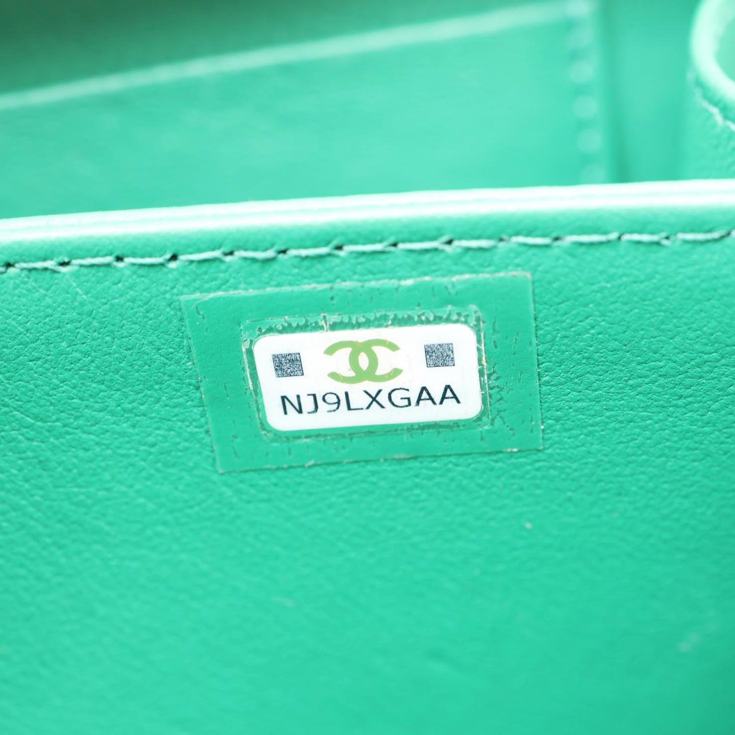 CHANEL Tea Afternoon Quilted Leather Chain Top Handle Vanity Case Green