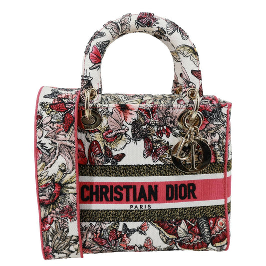 CHRISTIAN DIOR Lady D-Lite Medium Embroidered Butterfly Canvas Shoulder Bag Multicolor