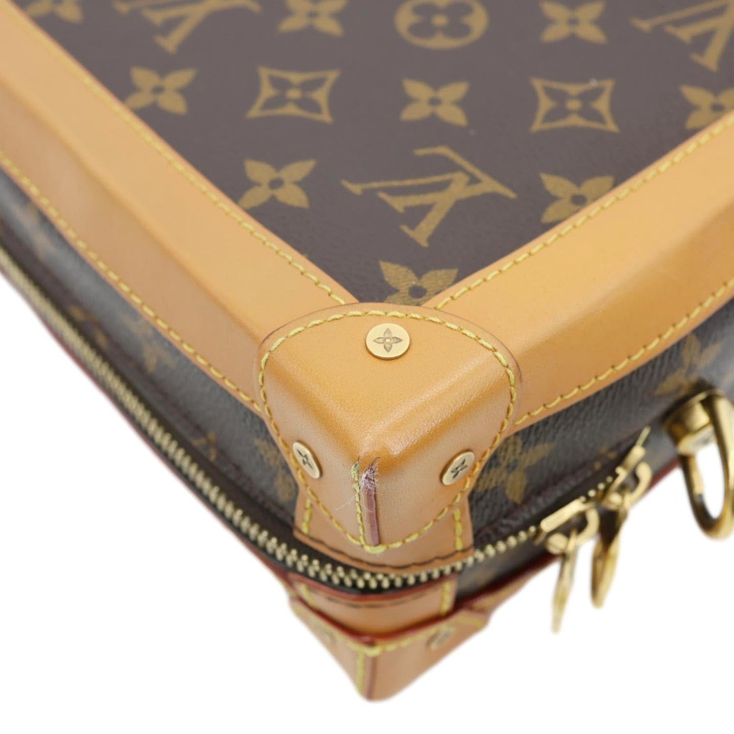 LOUIS VUITTON Soft Trunk Monogram Canvas Shoulder Bag Brown
