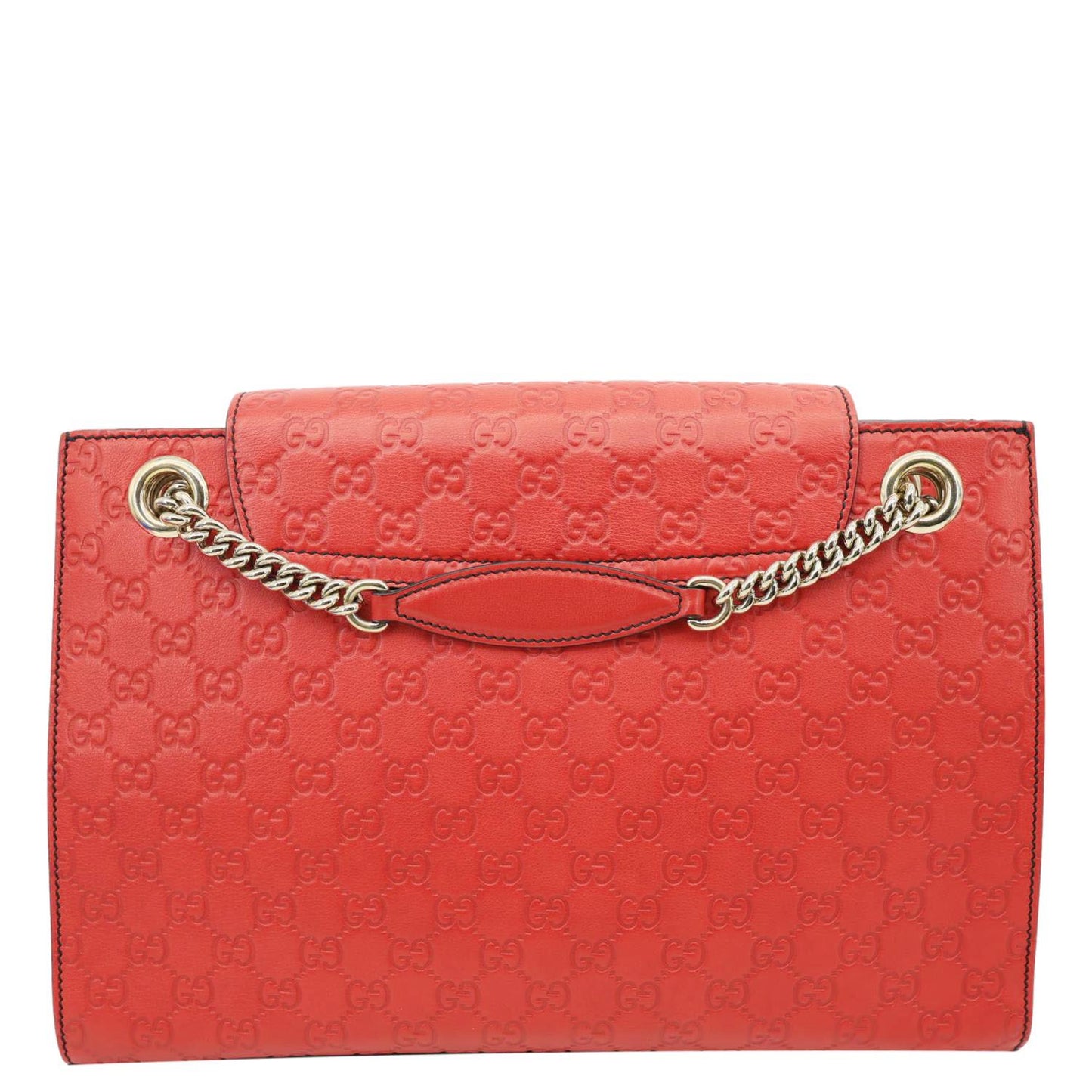 GUCCI Emily Large Leather Chain Shoulder Bag Red 295403