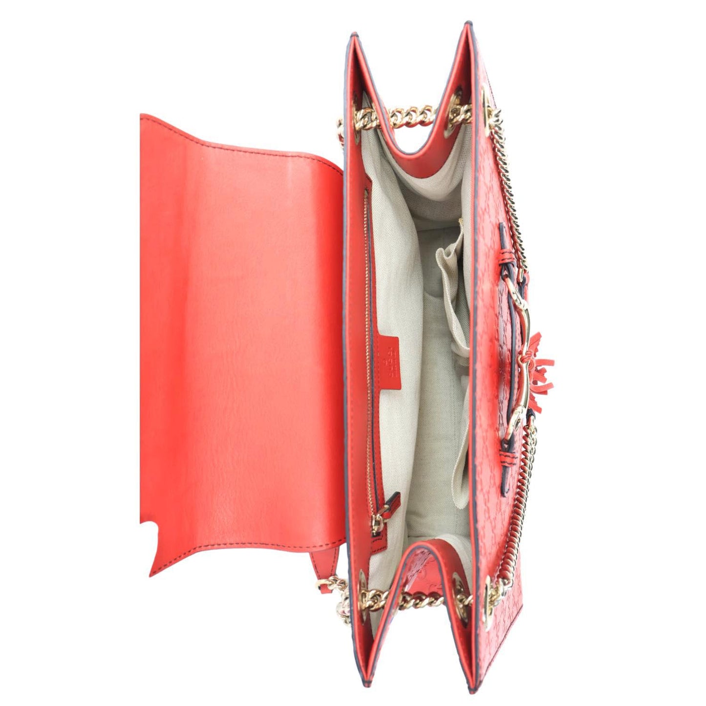 GUCCI Emily Large Leather Chain Shoulder Bag Red 295403
