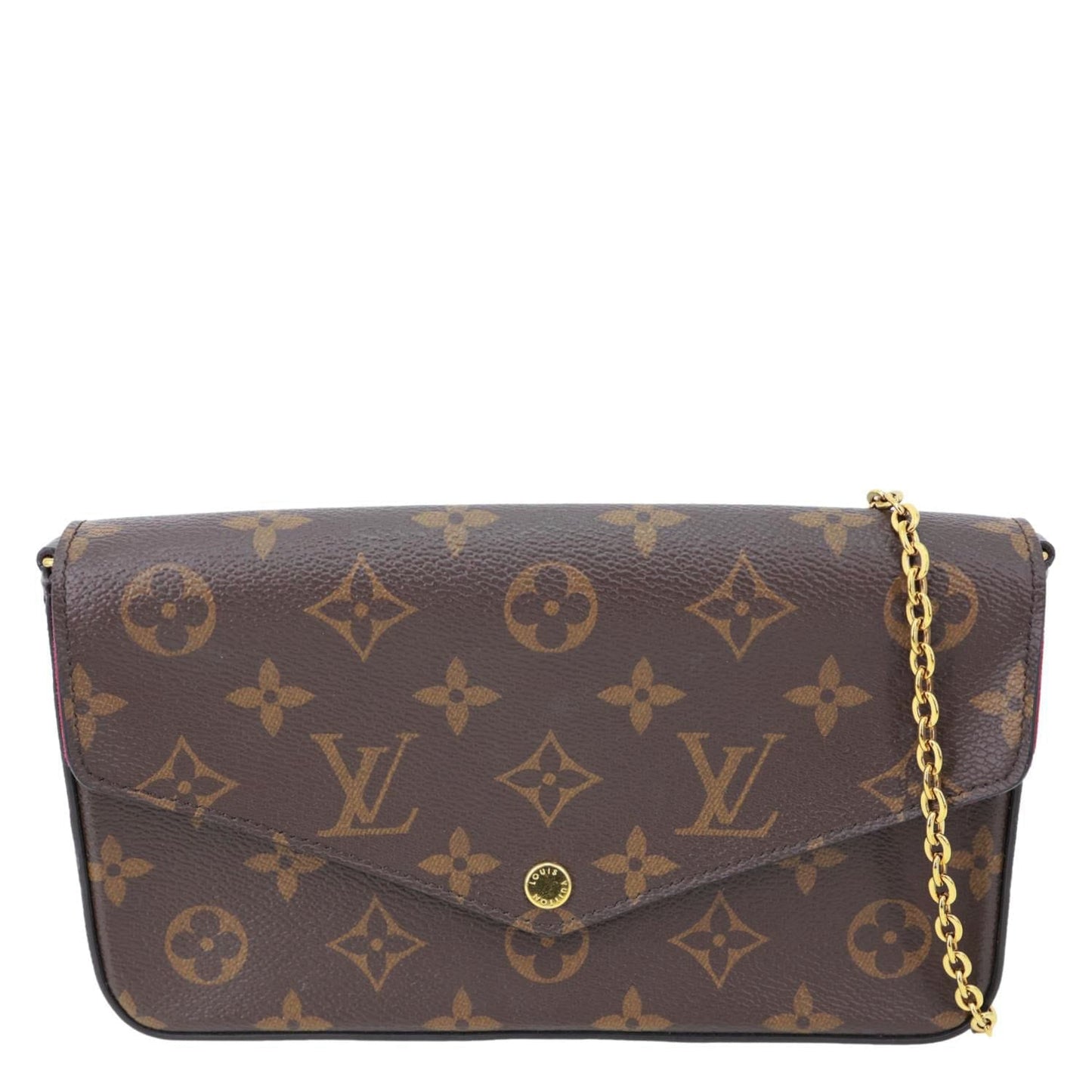 LOUIS VUITTON Felicie Pochette Monogram Canvas Crossbody Bag Brown