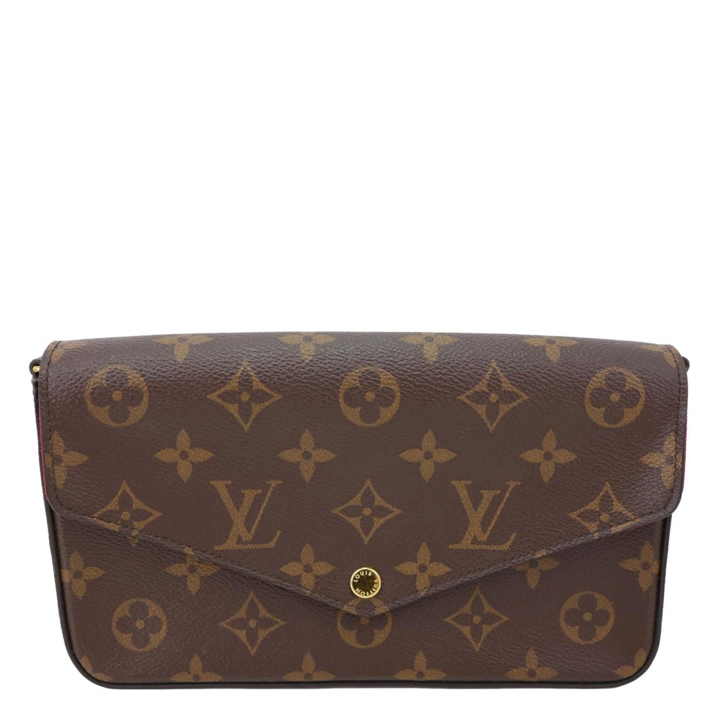 LOUIS VUITTON Felicie Pochette Monogram Canvas Crossbody Bag Brown