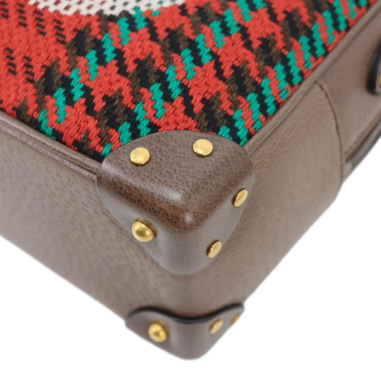 GUCCI Houndstooth Stripe Interlocking G Trunk Shoulder Bag Red 626363
