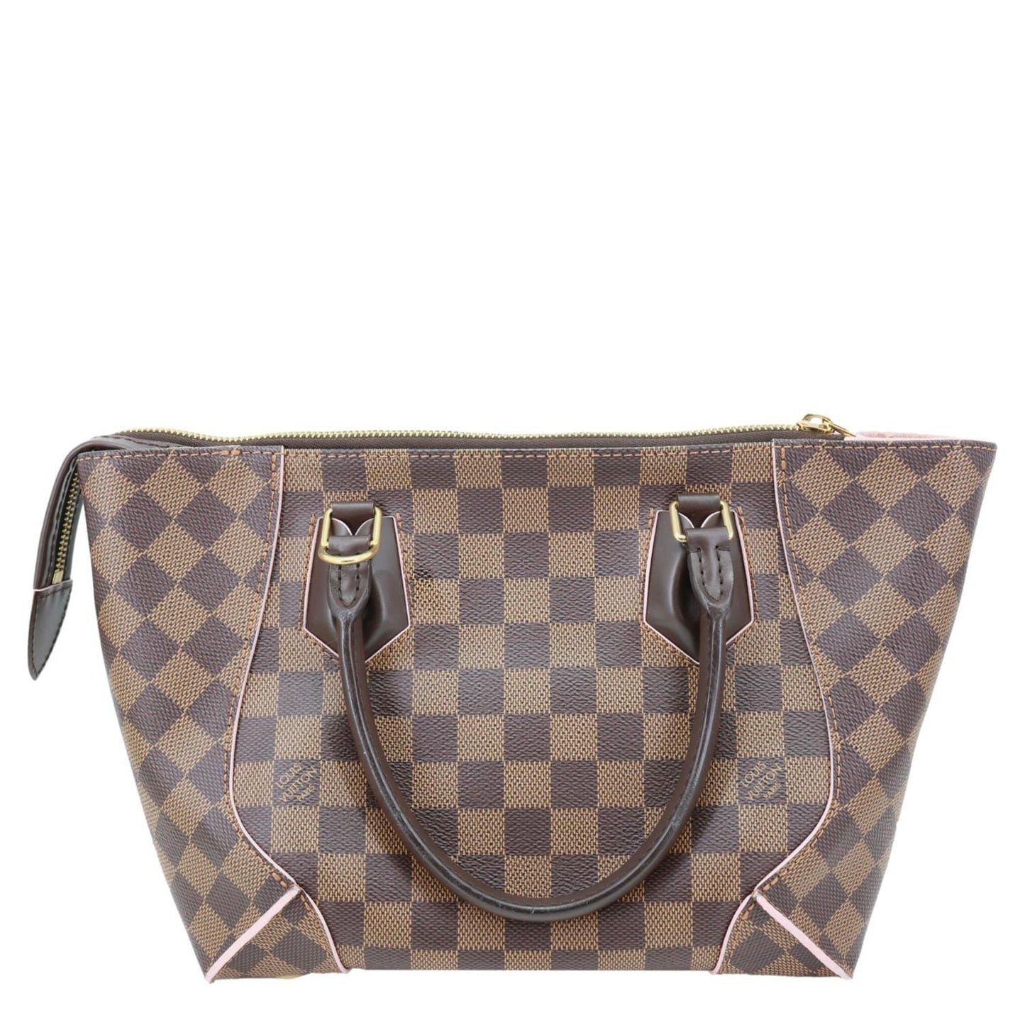 LOUIS VUITTON Caissa PM Damier Ebene Tote Bag Rose Ballerine