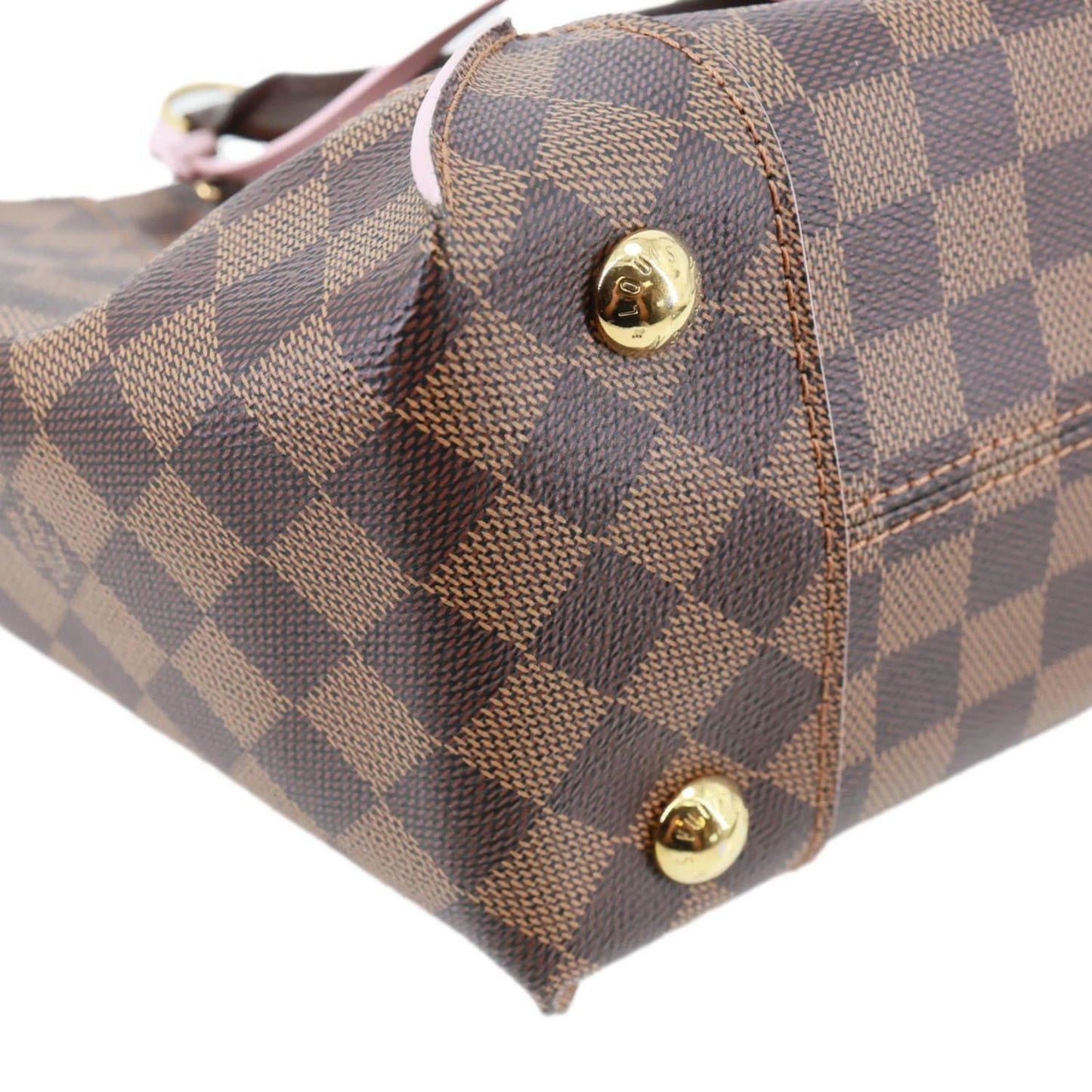 LOUIS VUITTON Caissa PM Damier Ebene Tote Bag Rose Ballerine