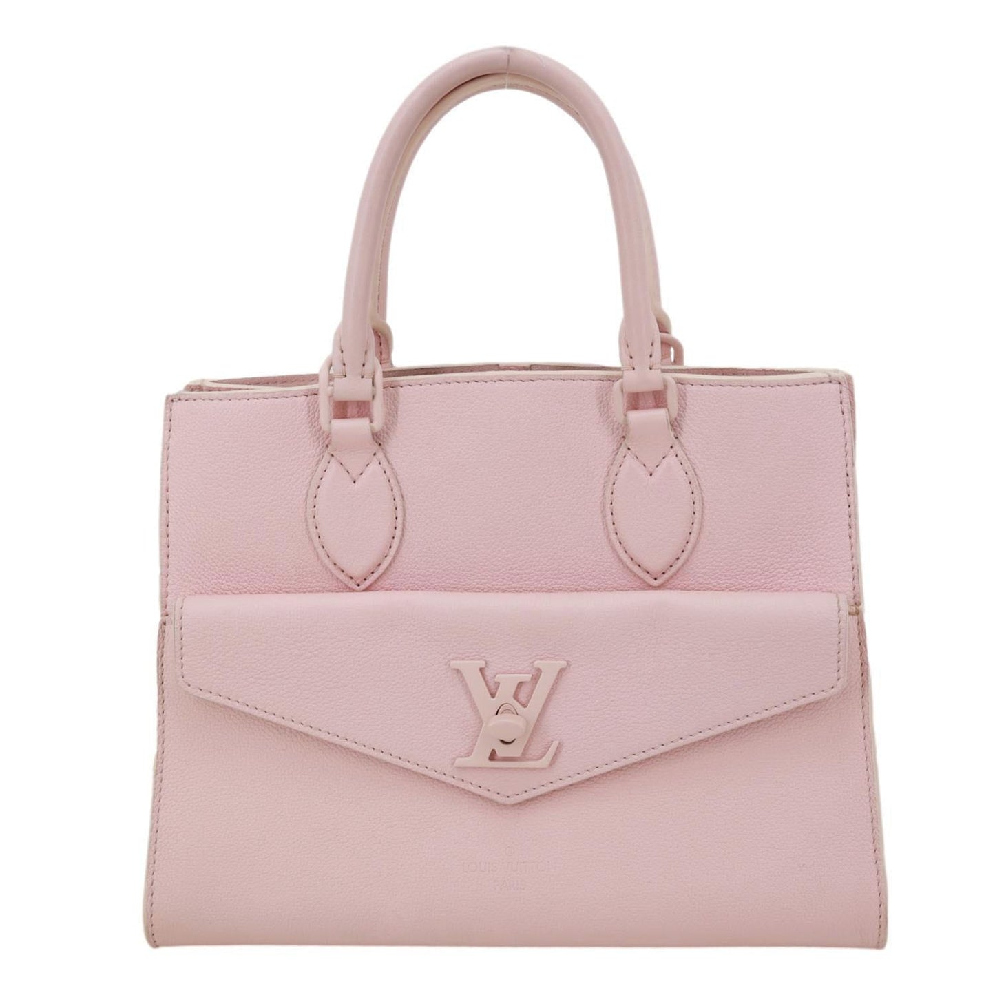 LOUIS VUITTON Lockme Tote PM Monochrome Soft Calfskin Leather Tote Bag Pink