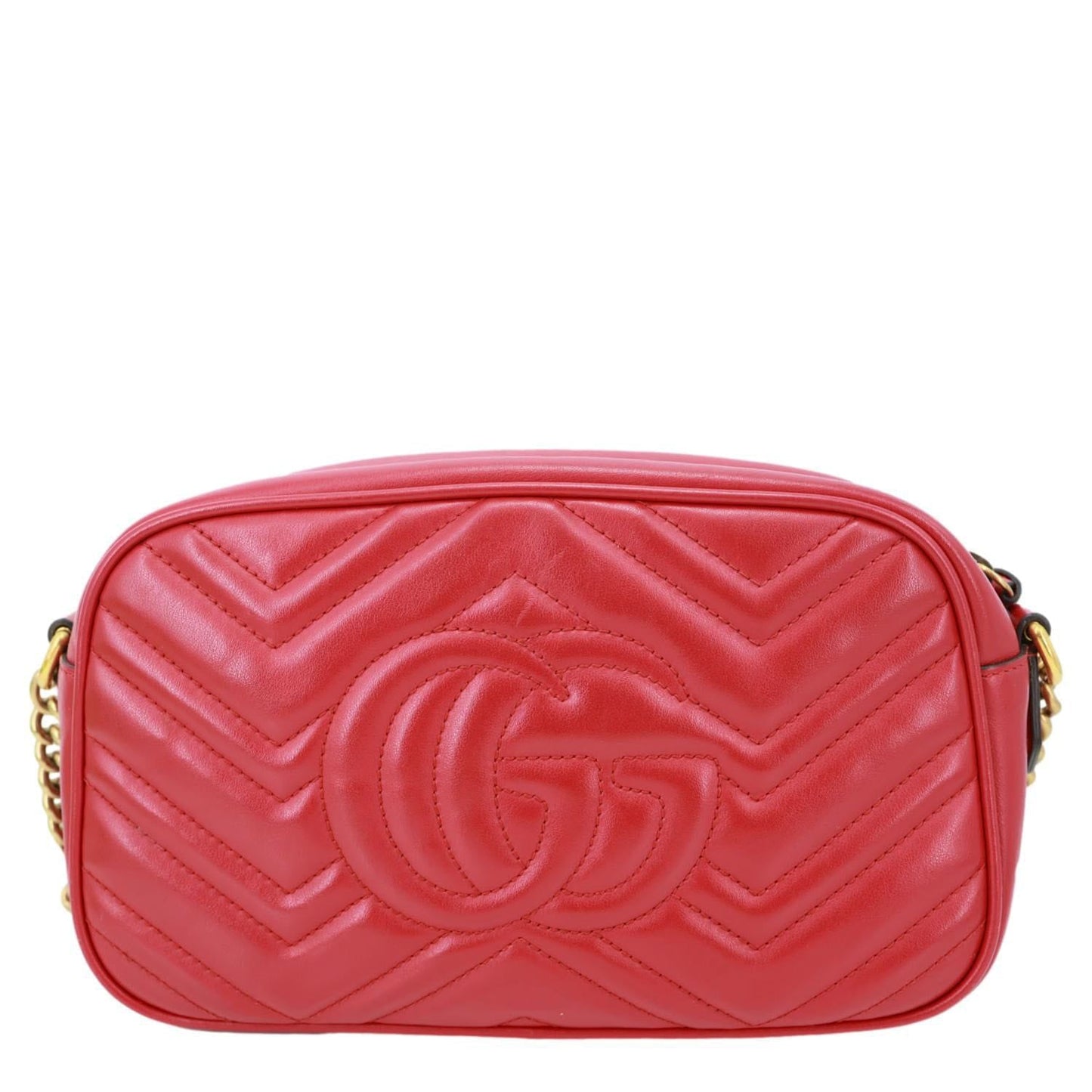 GUCCI GG Marmont Small Calfskin Matelasse Leather Crossbody Bag Red 447632
