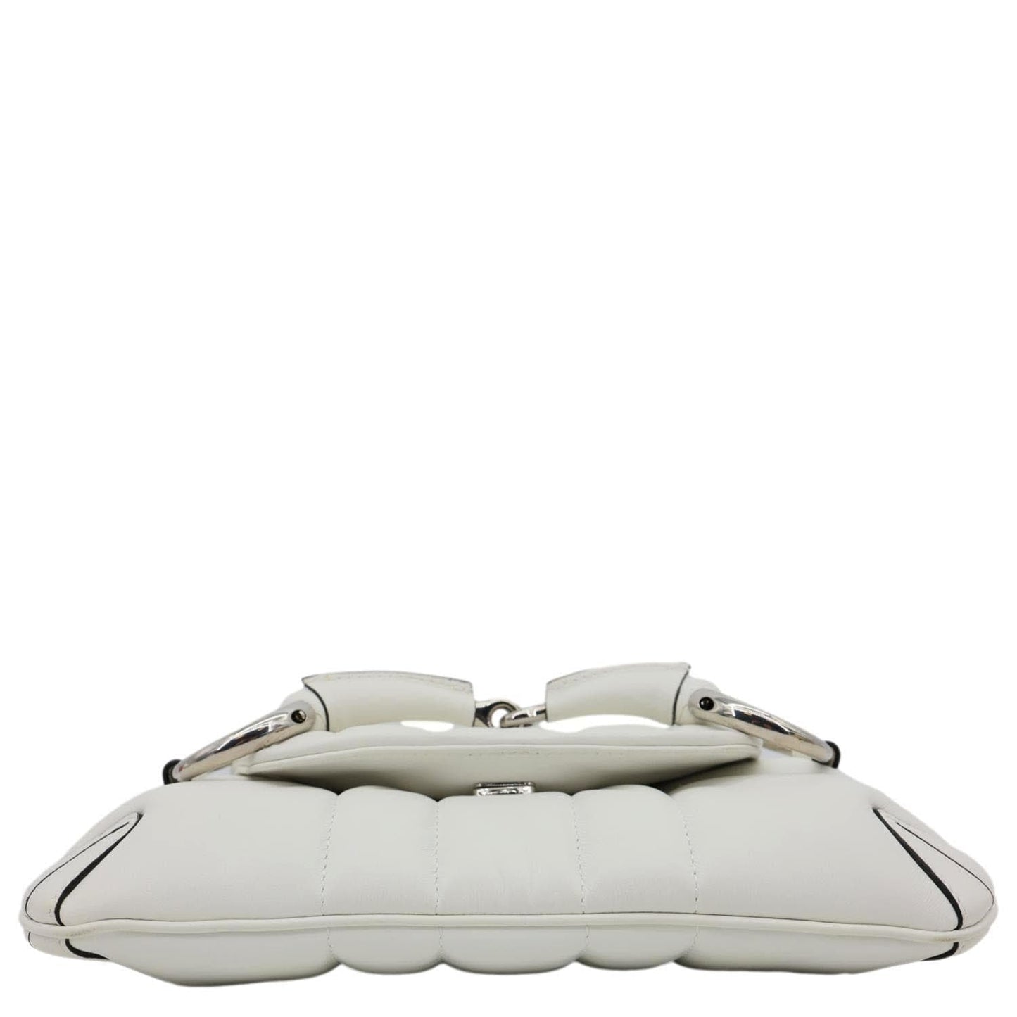 GUCCI Horsebit Quilted Lambskin Leather Chain Shoulder Bag White 764339