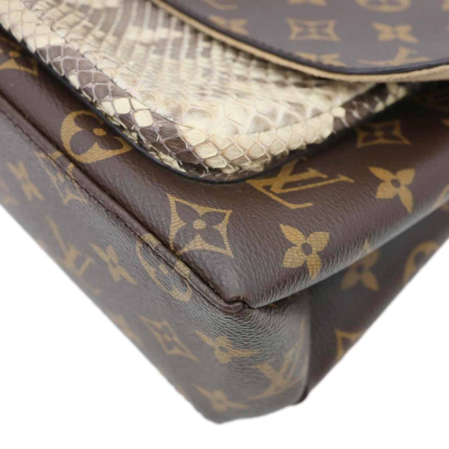 LOUIS VUITTON Marignan Python Monogram Canvas Shoulder Bag Brown