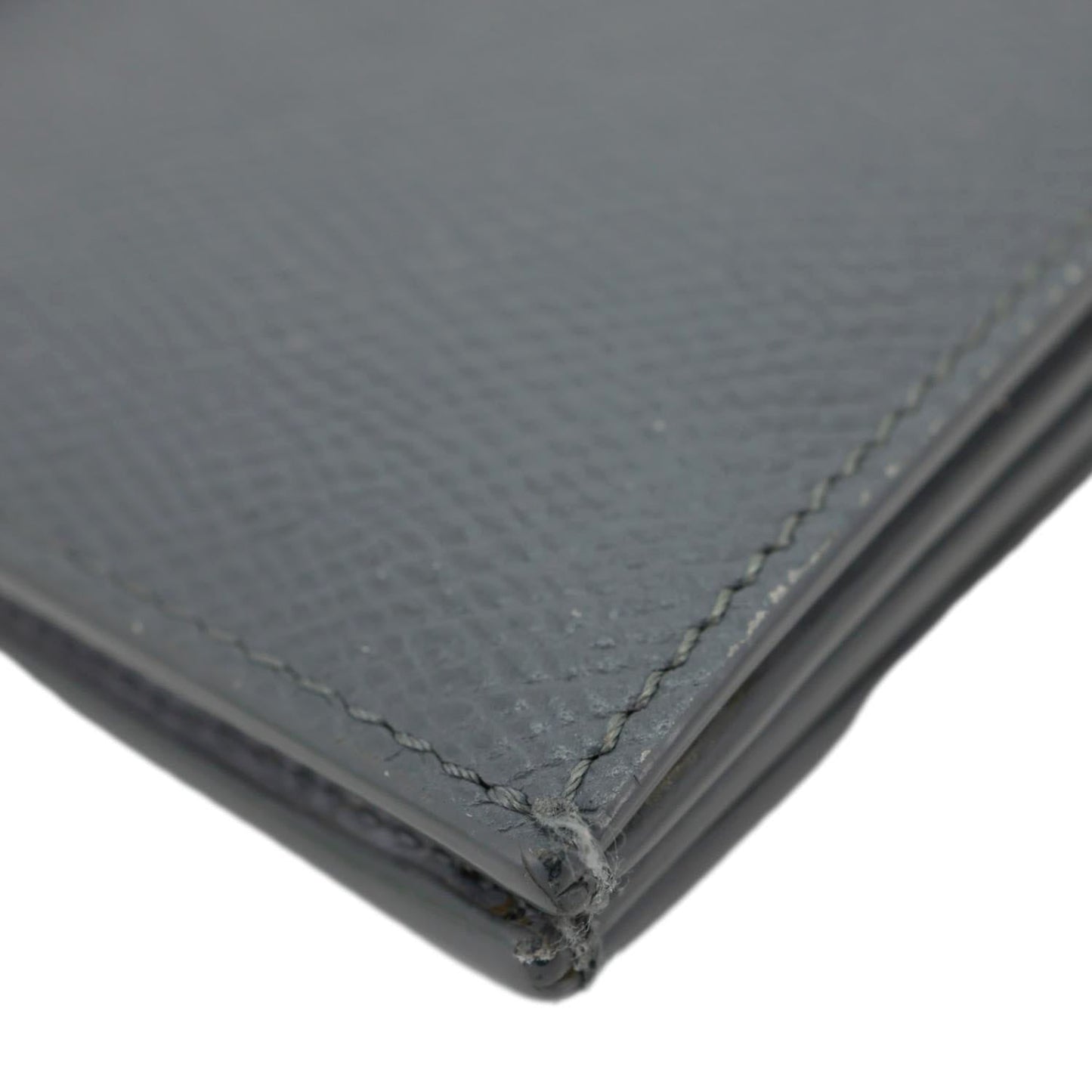 CELINE Strap Large Grained Calfskin Leather Wallet Grey