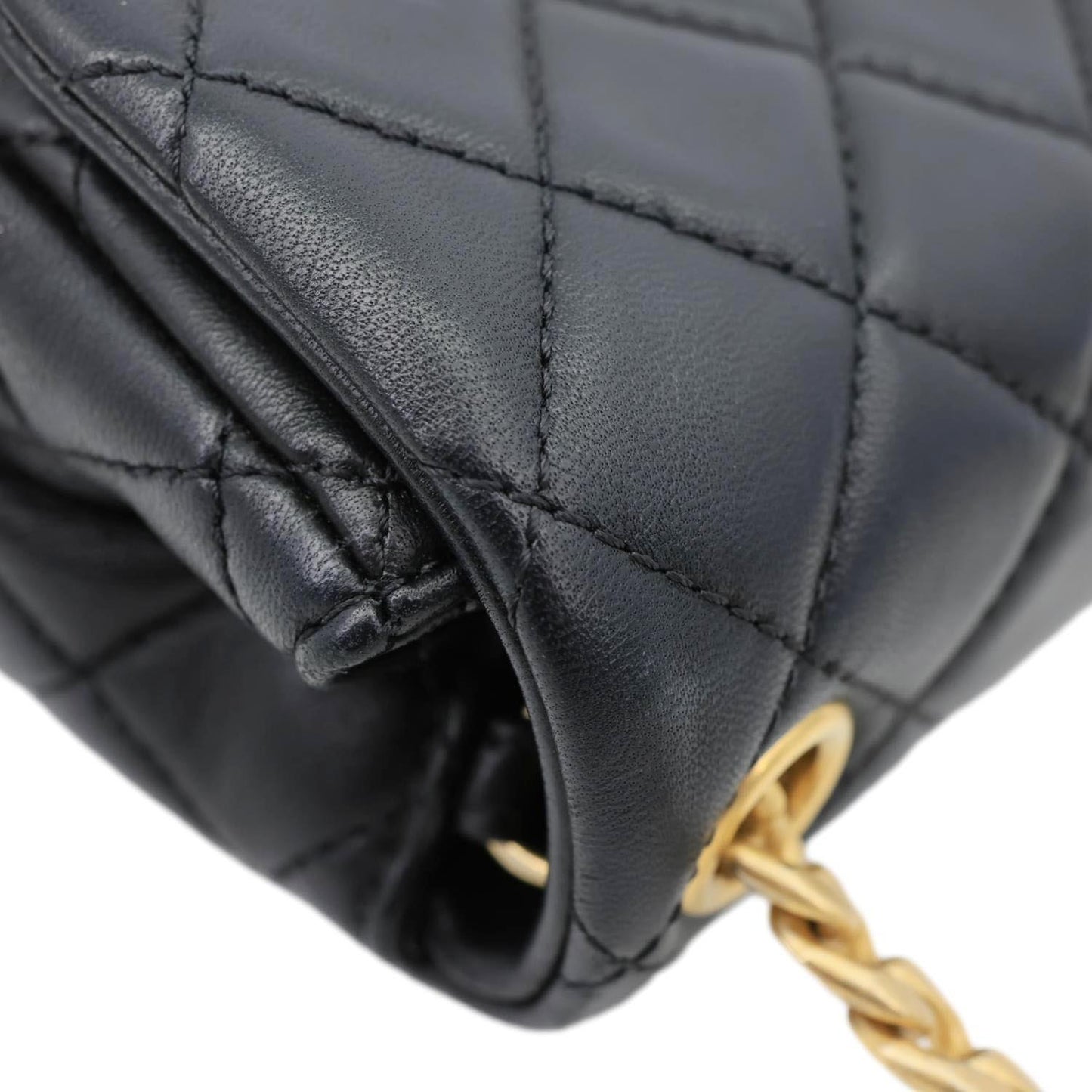 CHANEL Resin Pearl Samba Flap Quilted Leather Crossbody Bag Black
