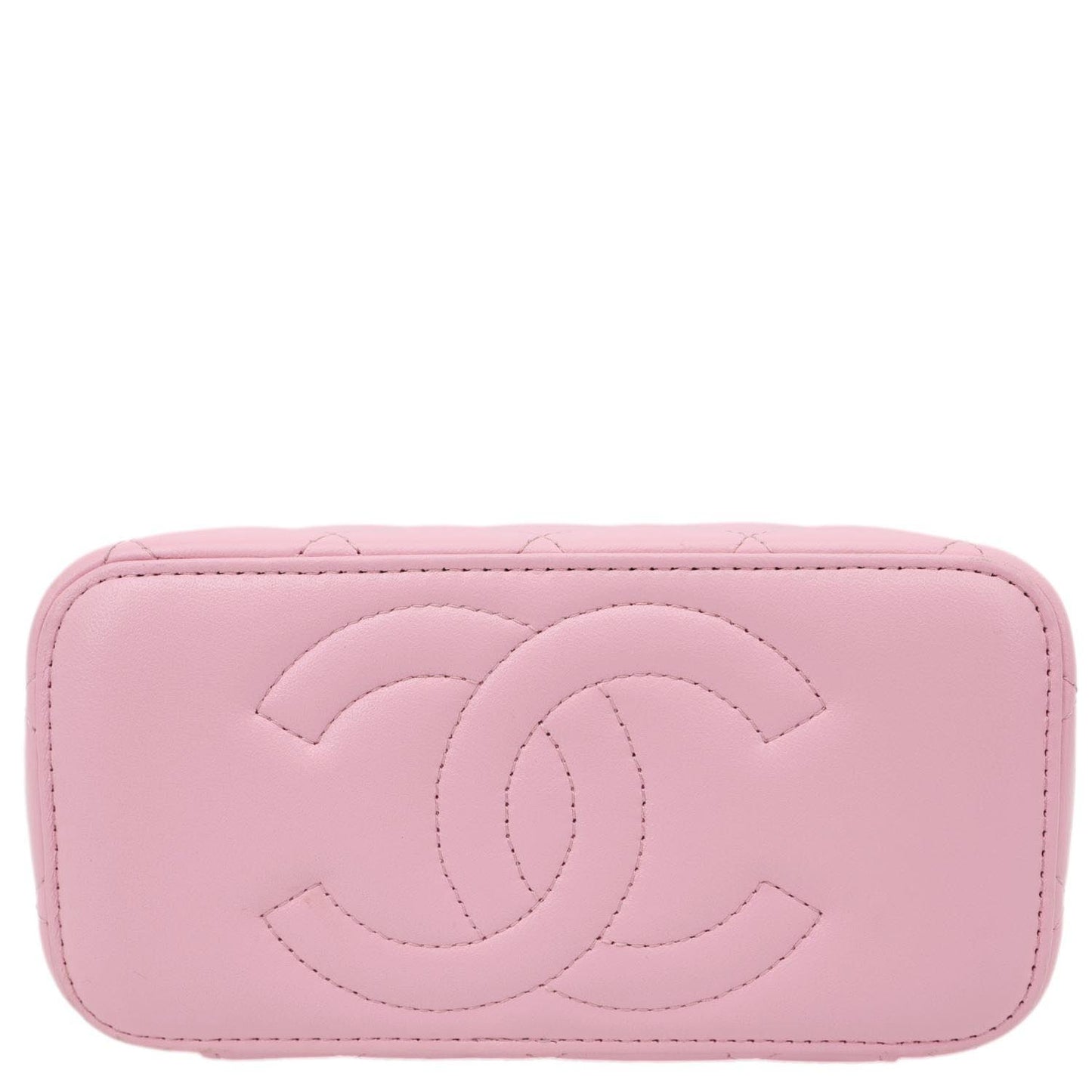 CHANEL Vanity Case Small Quilted Leather Top Handle Chain Shoulder Bag Pink
