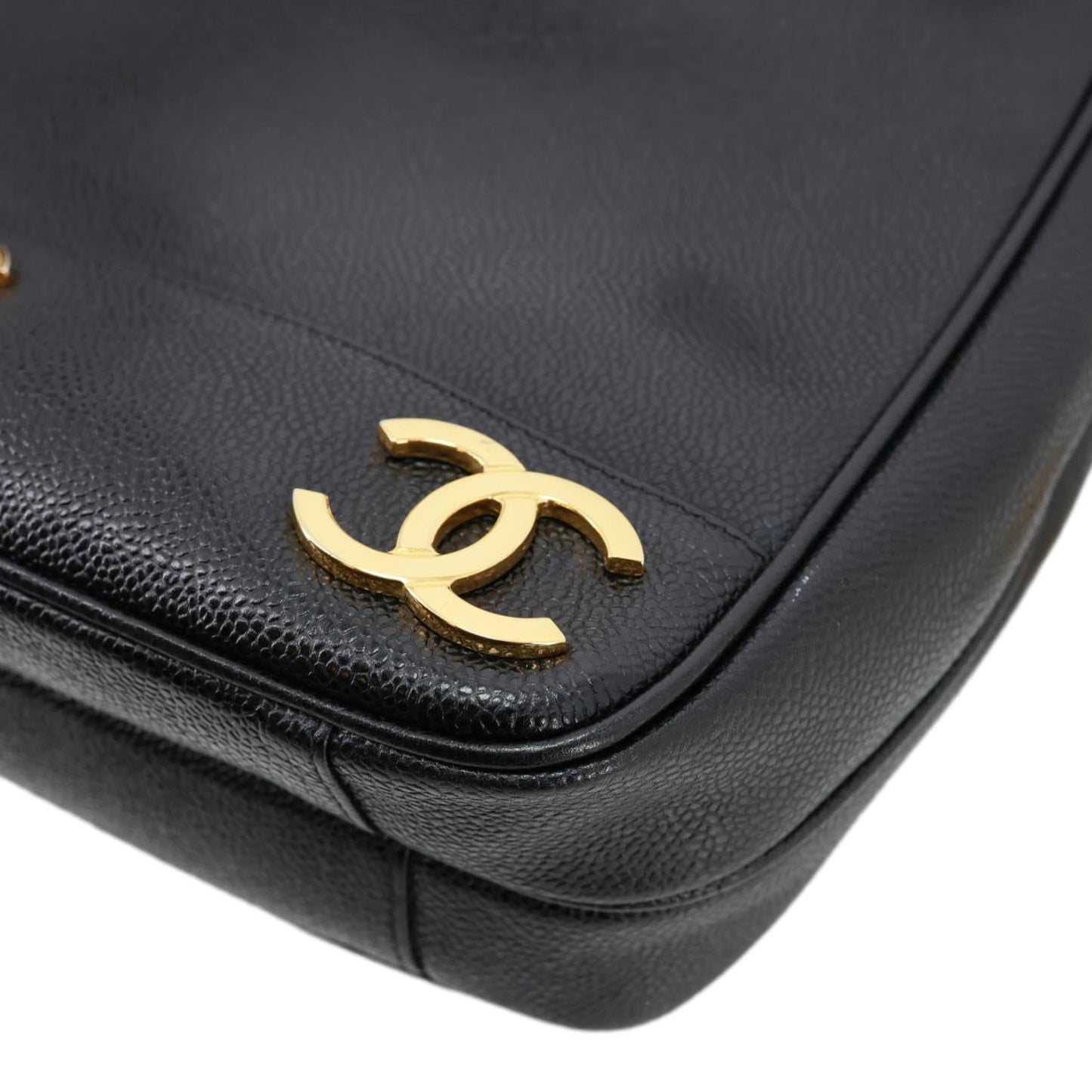 CHANEL Triple CC Lambskin Caviar Leather Shoulder Bag Black