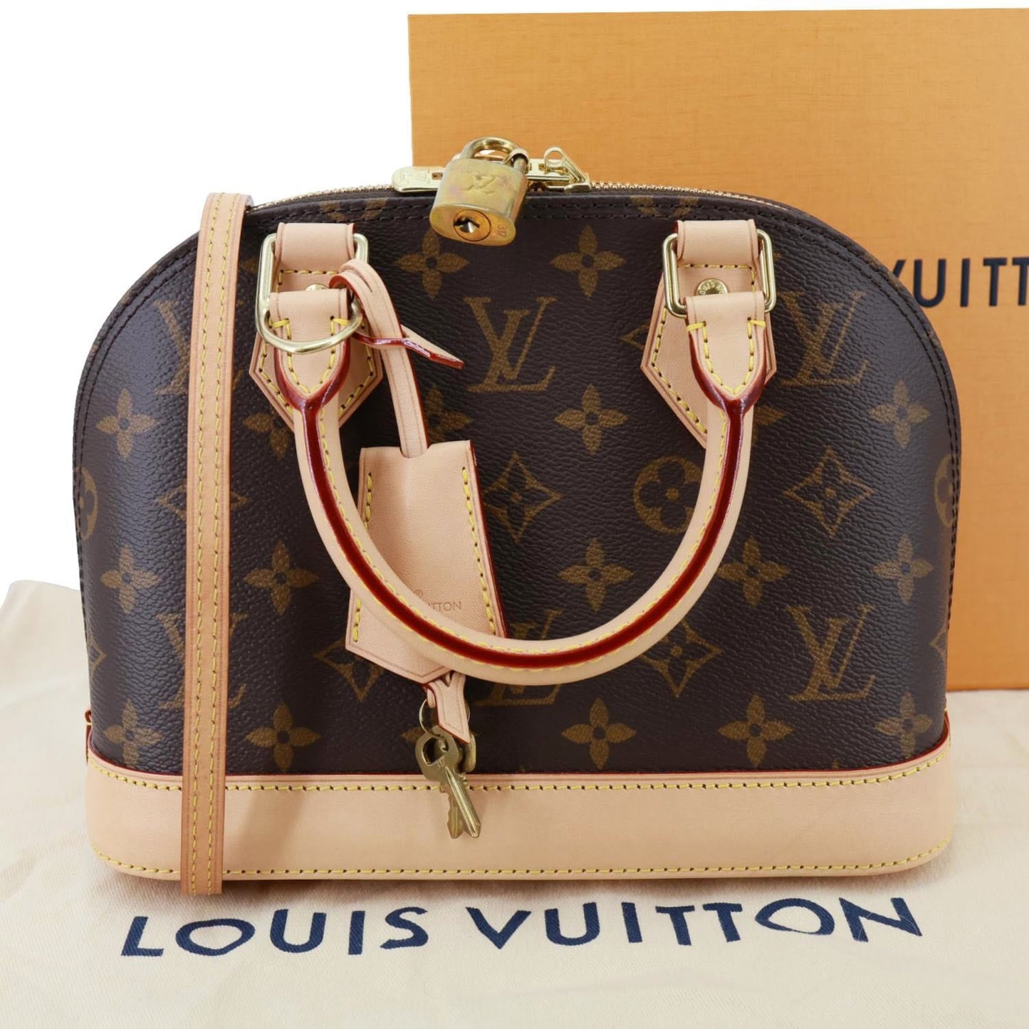 LOUIS VUITTON Alma BB Monogram Canvas Crossbody Bag Brown