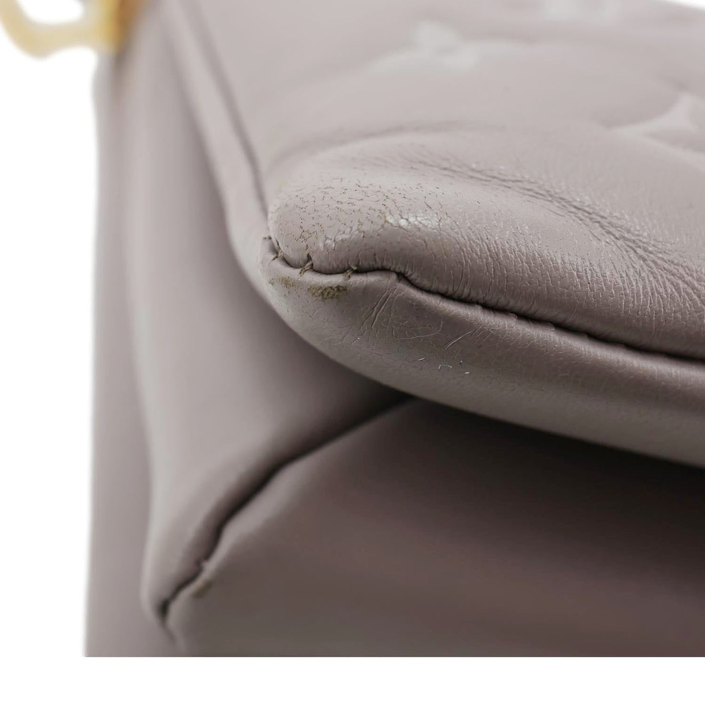 LOUIS VUITTON Coussin PM Monogram Embossed Lambskin Leather Shoulder Bag Gris