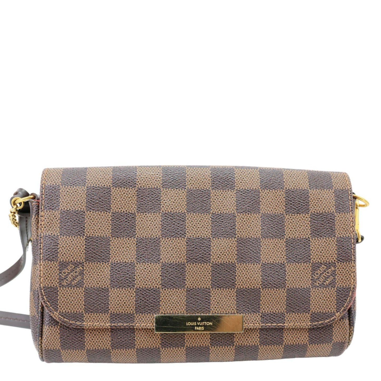 LOUIS VUITTON Favorite PM Damier Ebene Chain Crossbody Bag Brown