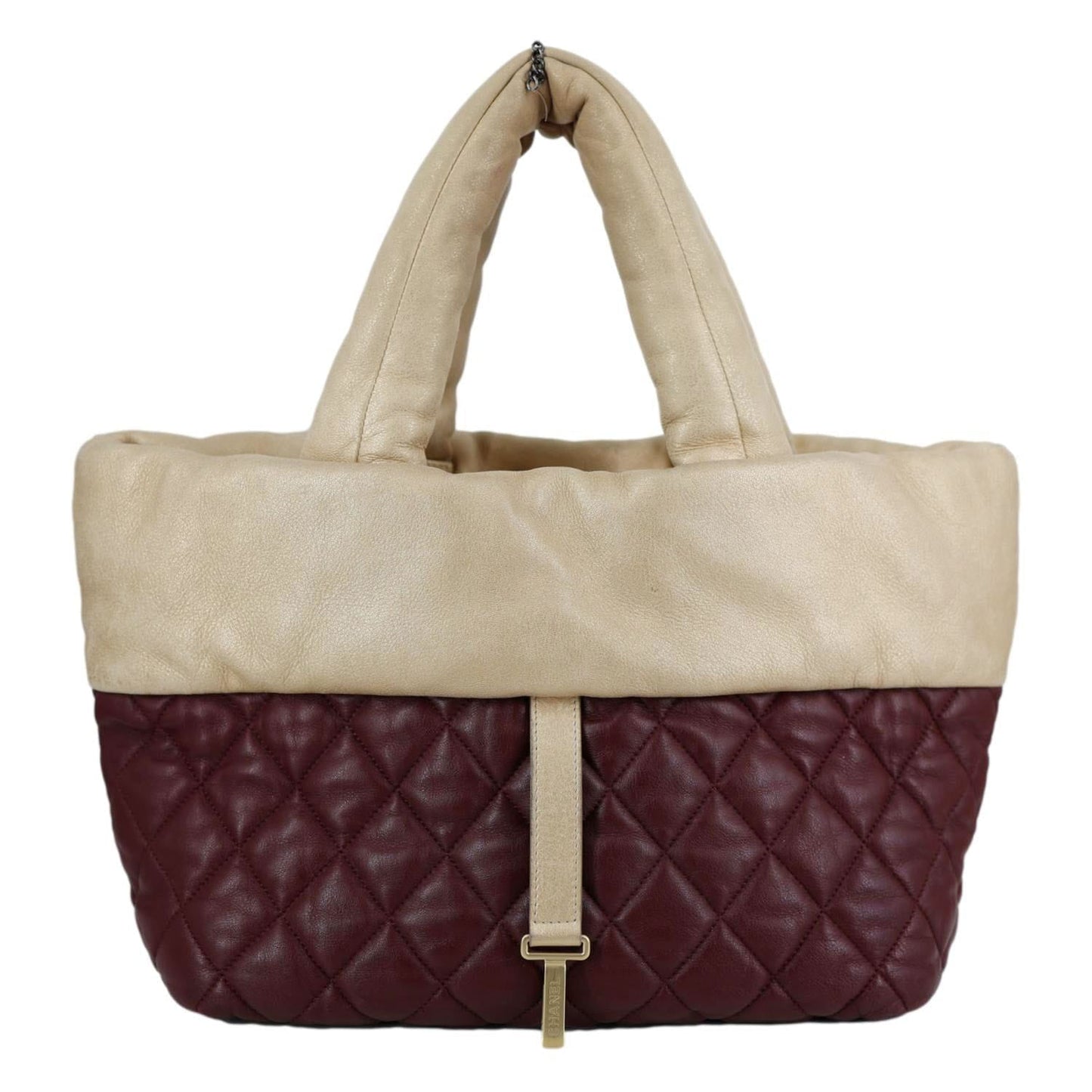 CHANEL Coco Cocoon Reversible Quilted Nylon Tote Bag Burgundy