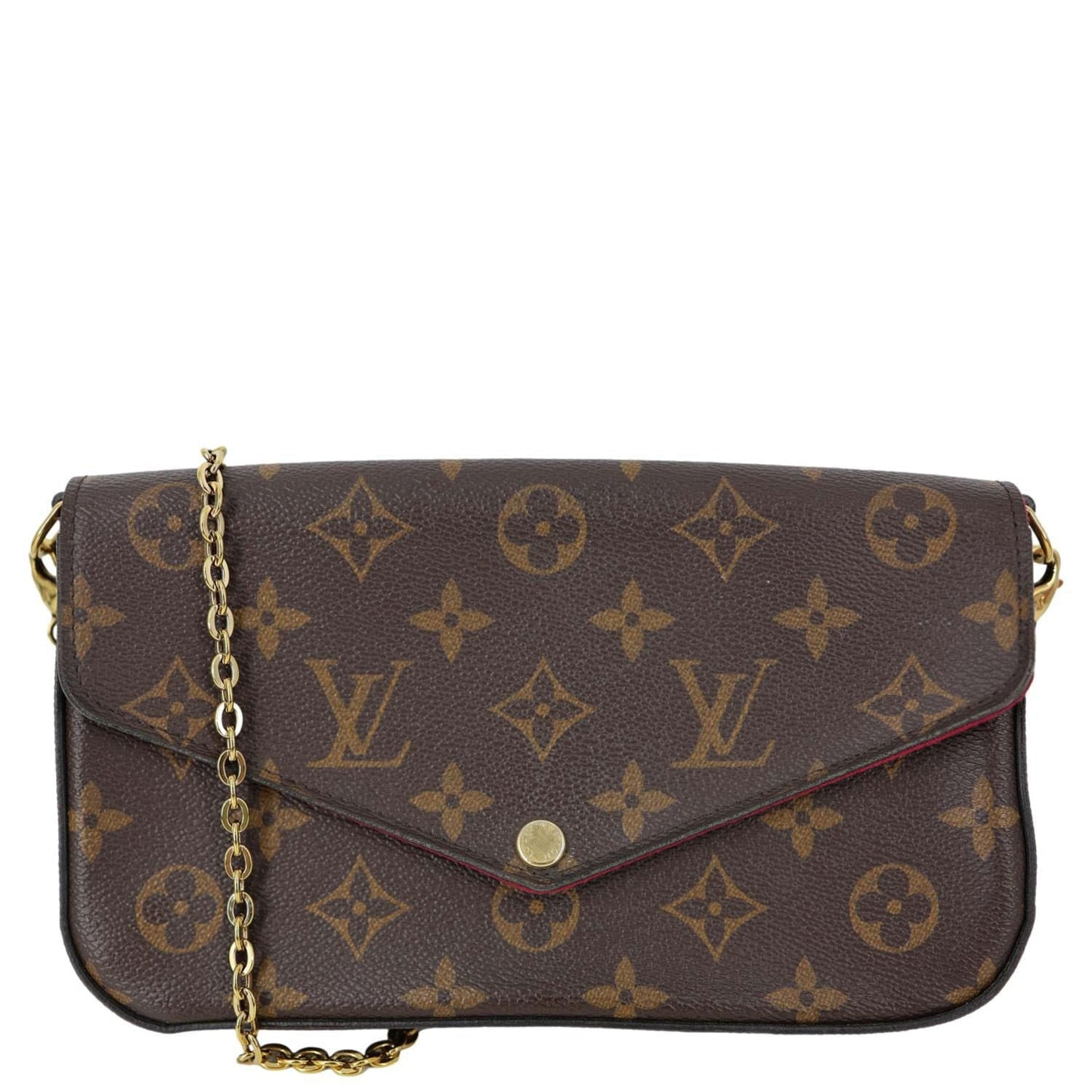 LOUIS VUITTON Felicie Pochette Monogram Canvas Crossbody Bag Brown